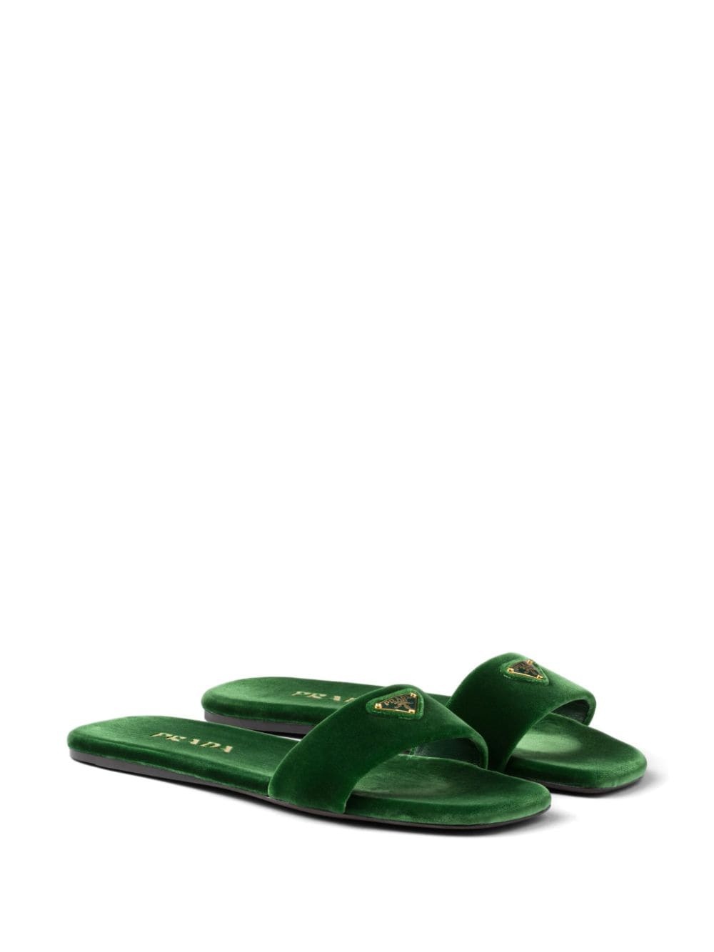 triangle-logo velvet slides - 2