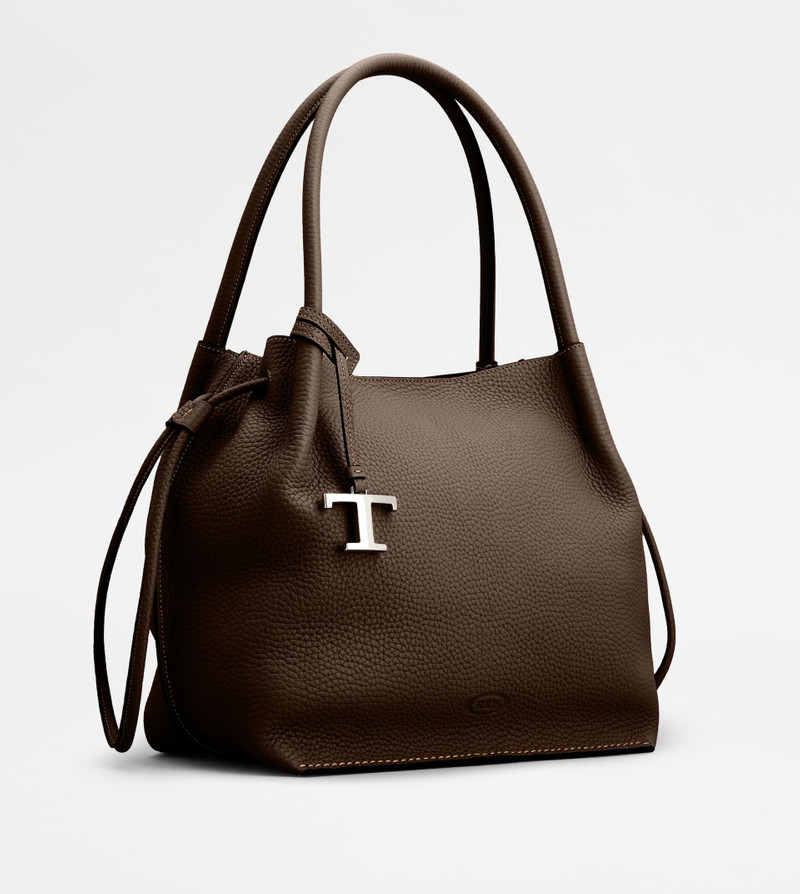 BUCKET BAG IN LEATHER MEDIUM - BROWN 2