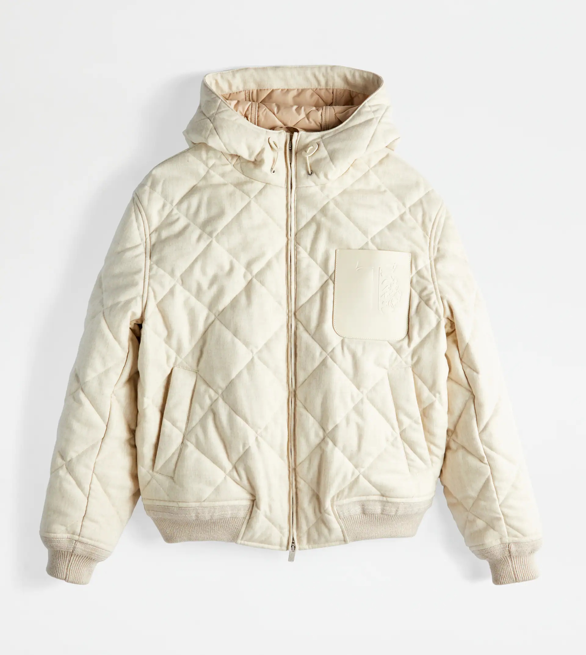 TOD'S QUILTED OVER BOMBER JACKET - BEIGE - 1