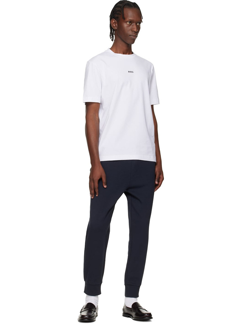 BOSS Navy Stretch-Cotton Logo Detail Track Pants outlook