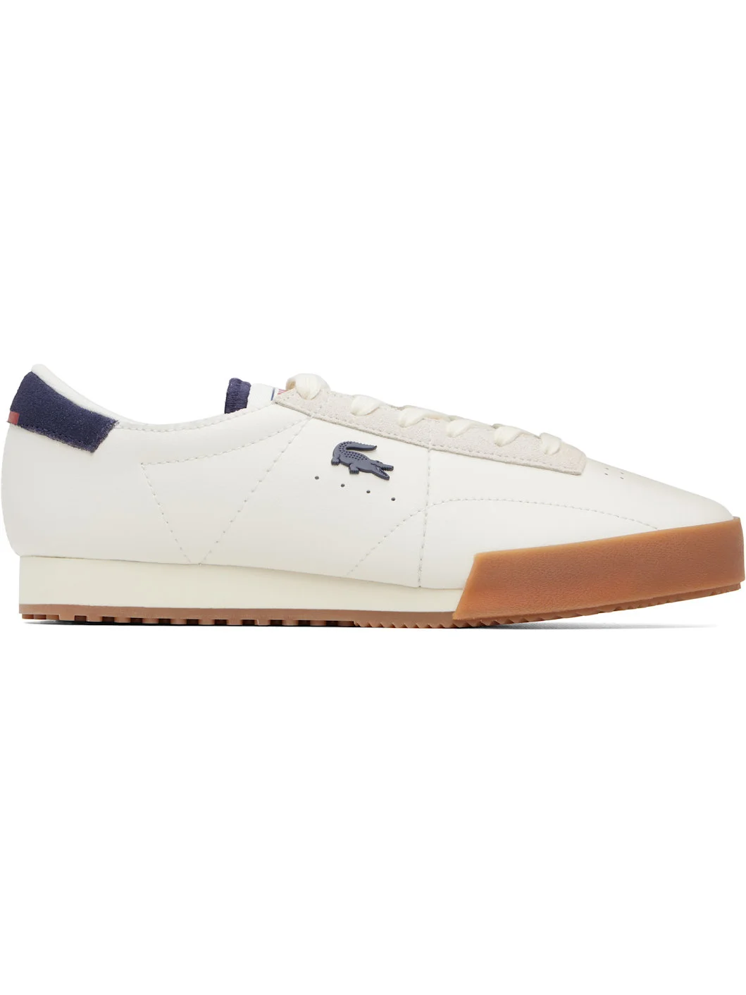 Off-White & Navy Aura Leather Sneakers - 1