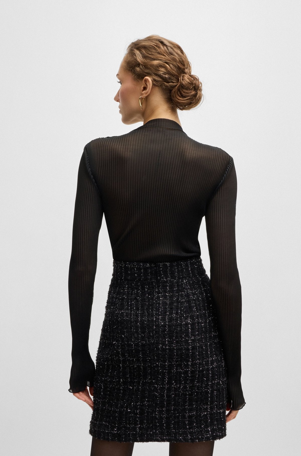 SLIM-FIT TOP IN PRINTED PLISSÉ TULLE - 4