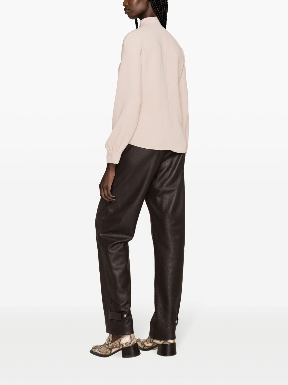 puff-sleeves crepe blouse - 4