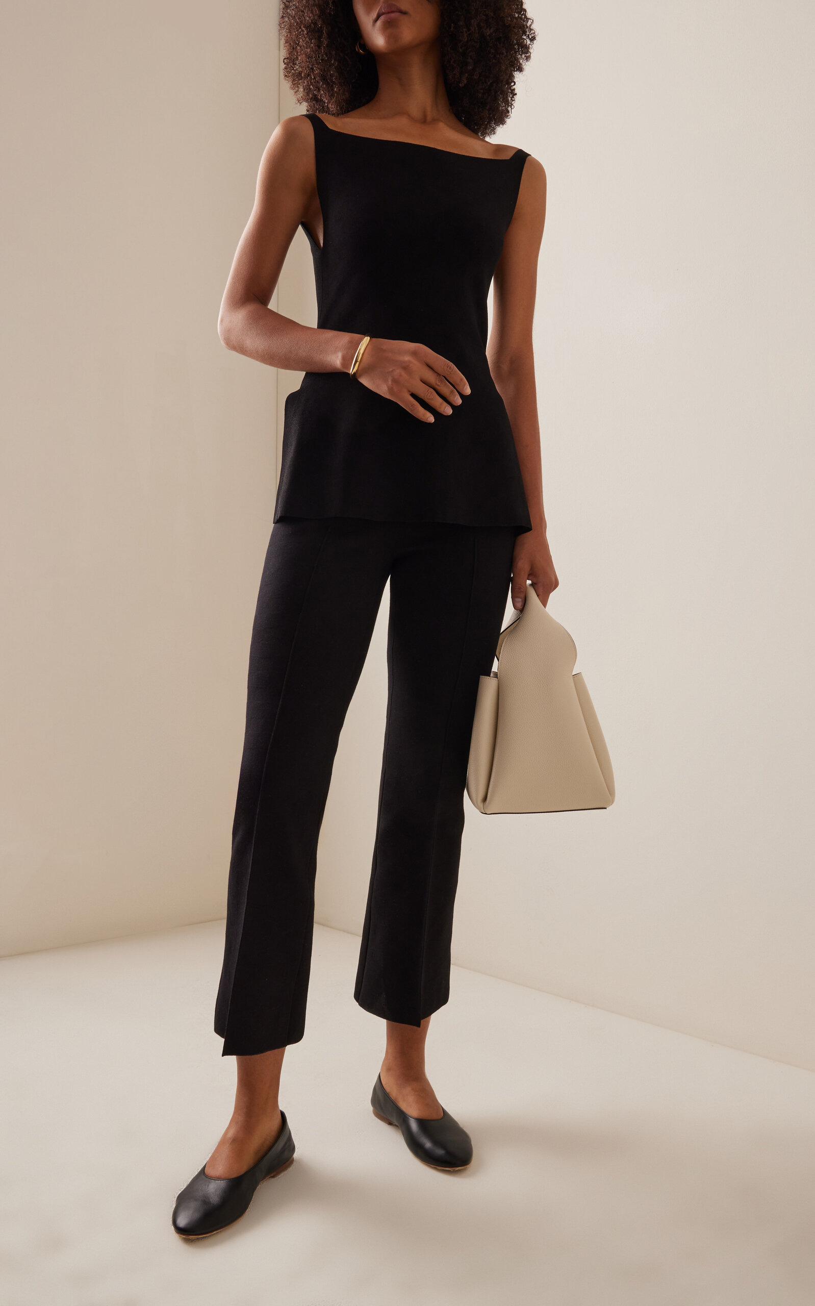 Kick Flared Stretch-Cotton Knit Pants black - 3
