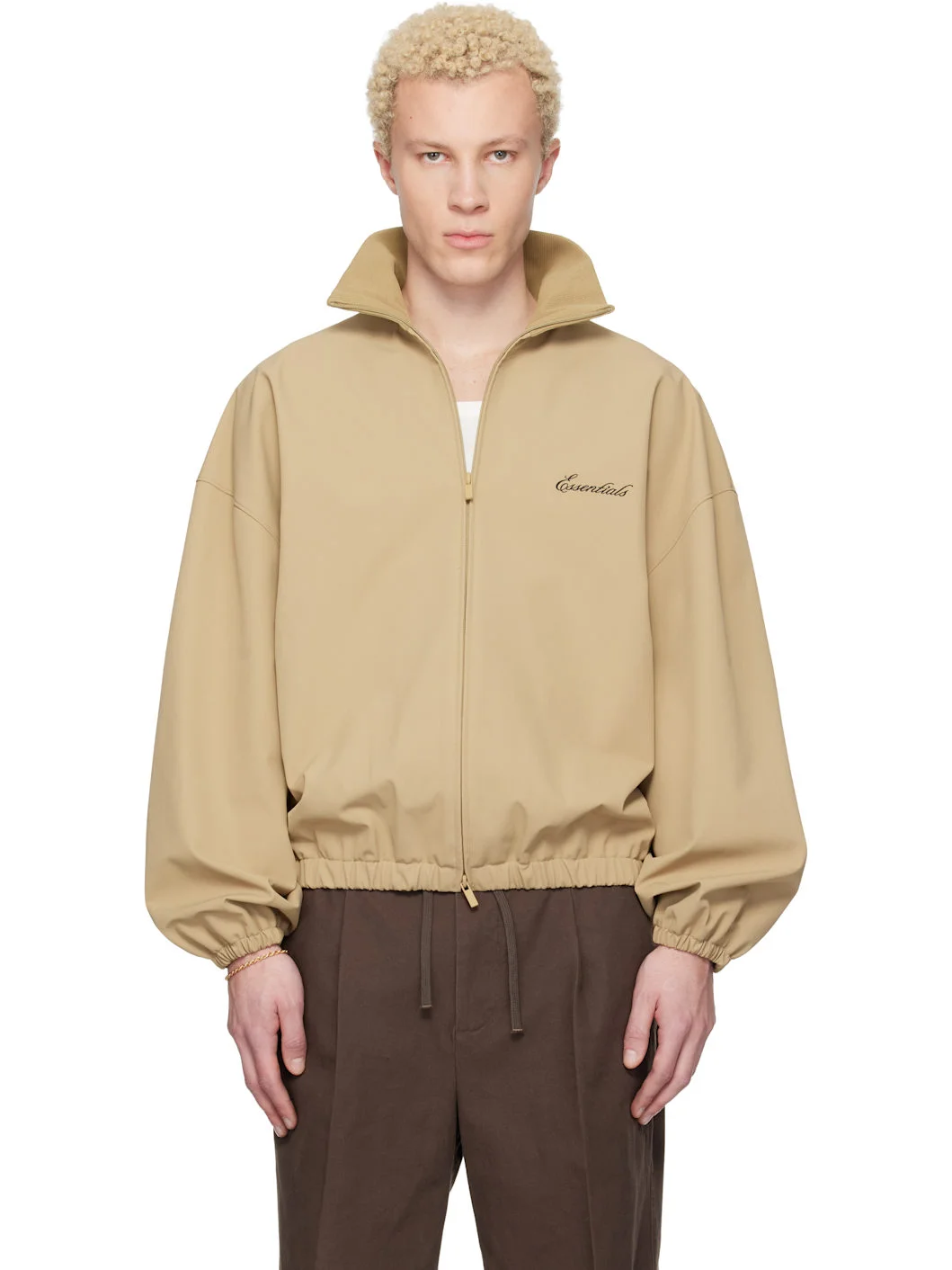 Beige Signature Full Zip Track Jacket - 1