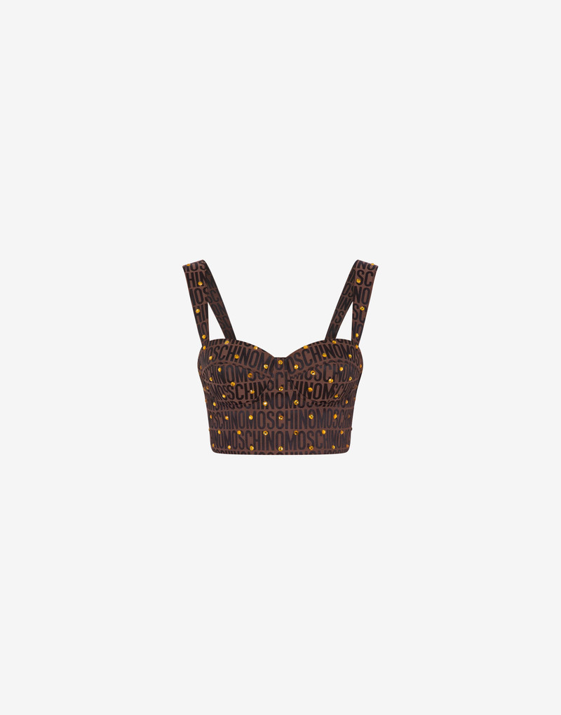 ALLOVER LOGO BRALETTE WITH RHINESTONES 1