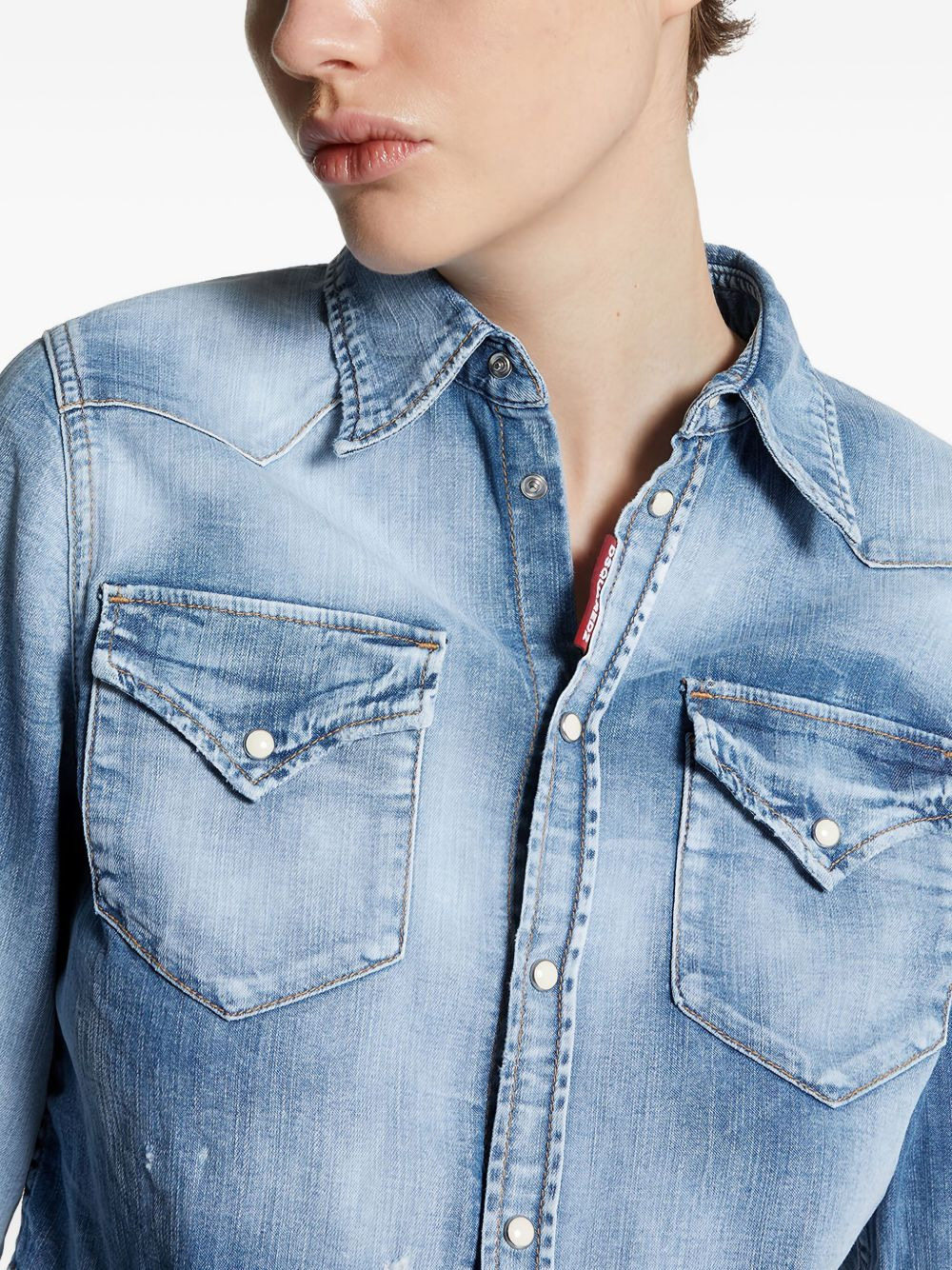 cropped denim shirt - 5