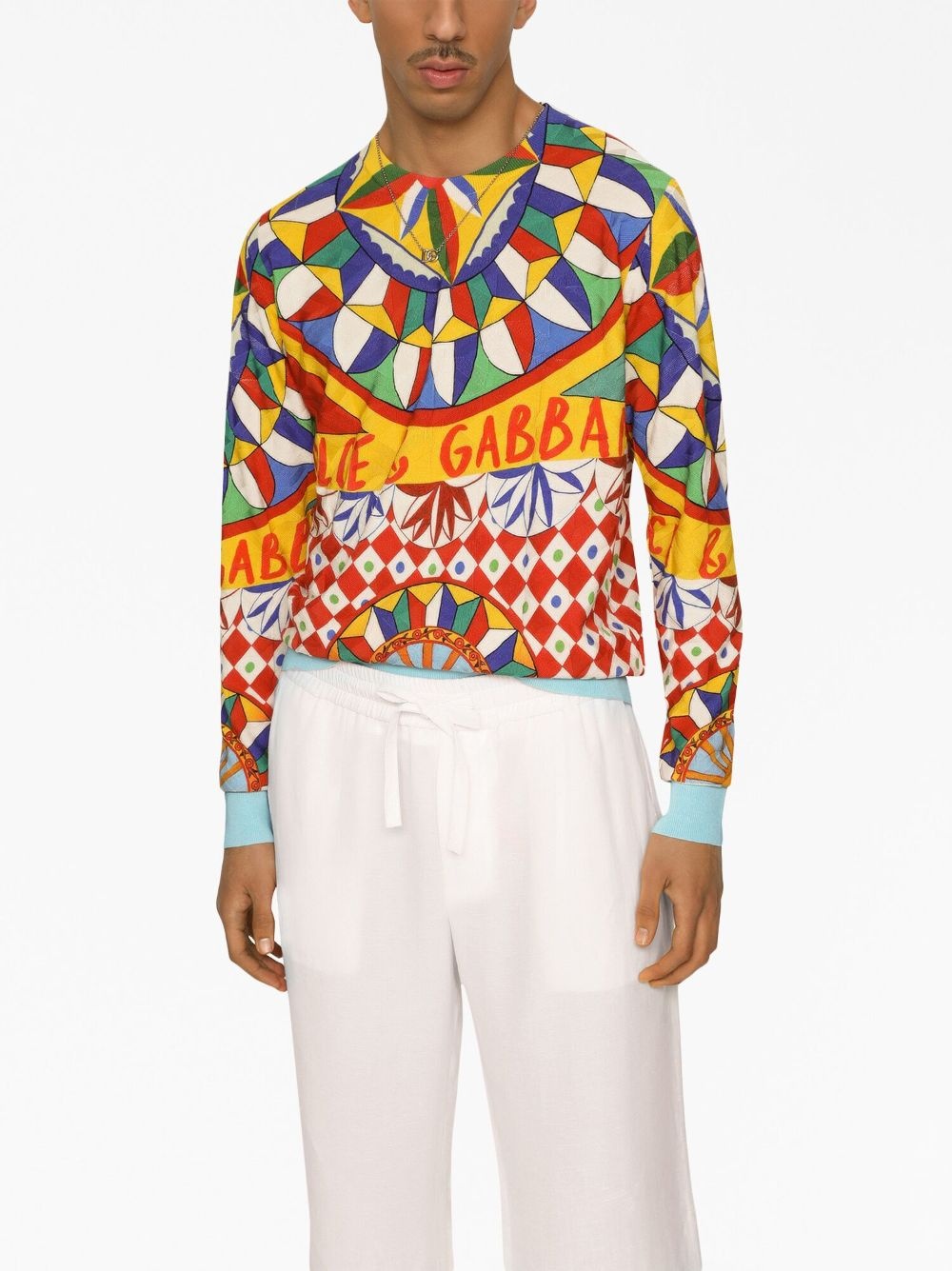 geometric-print silk jumper - 5