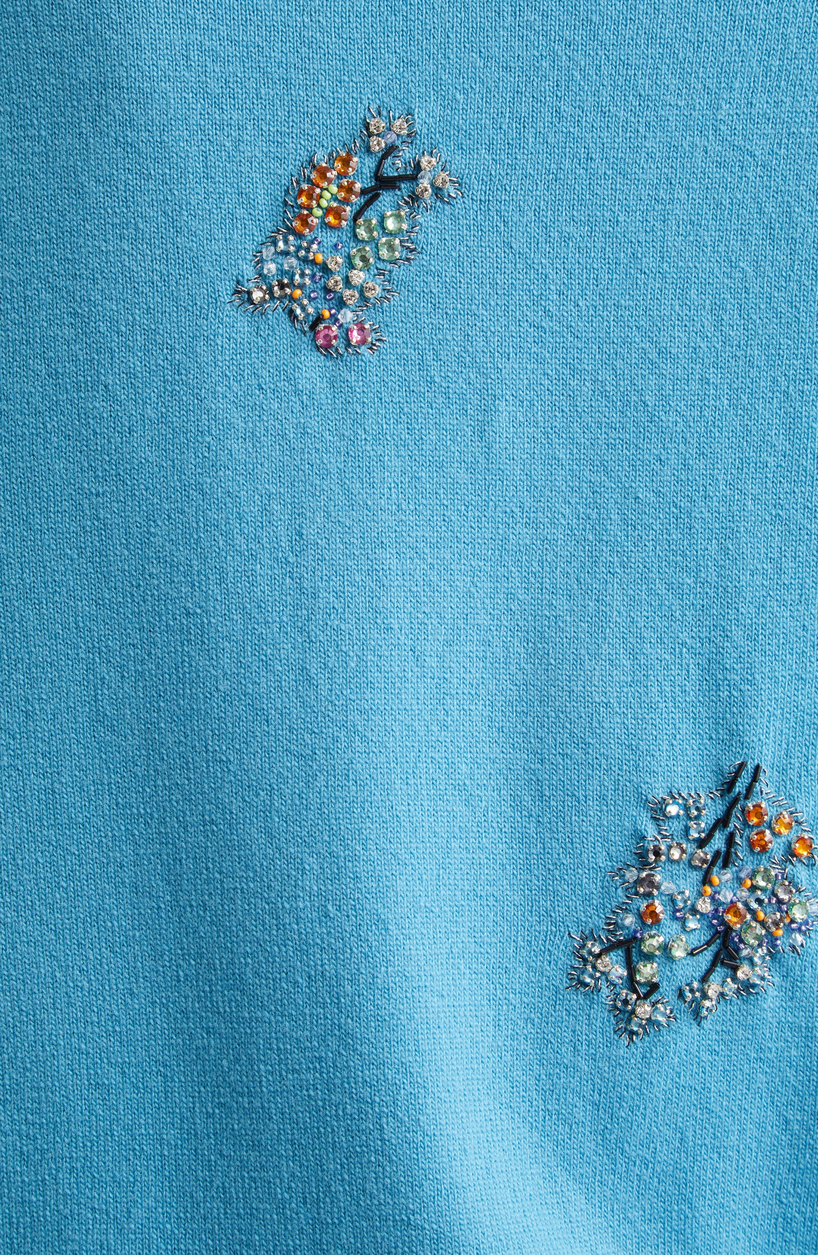 Valentino Garavani Embroidered Wool Cardigan with Removable Faux Fur Collar in Blue at Nordstrom - 7