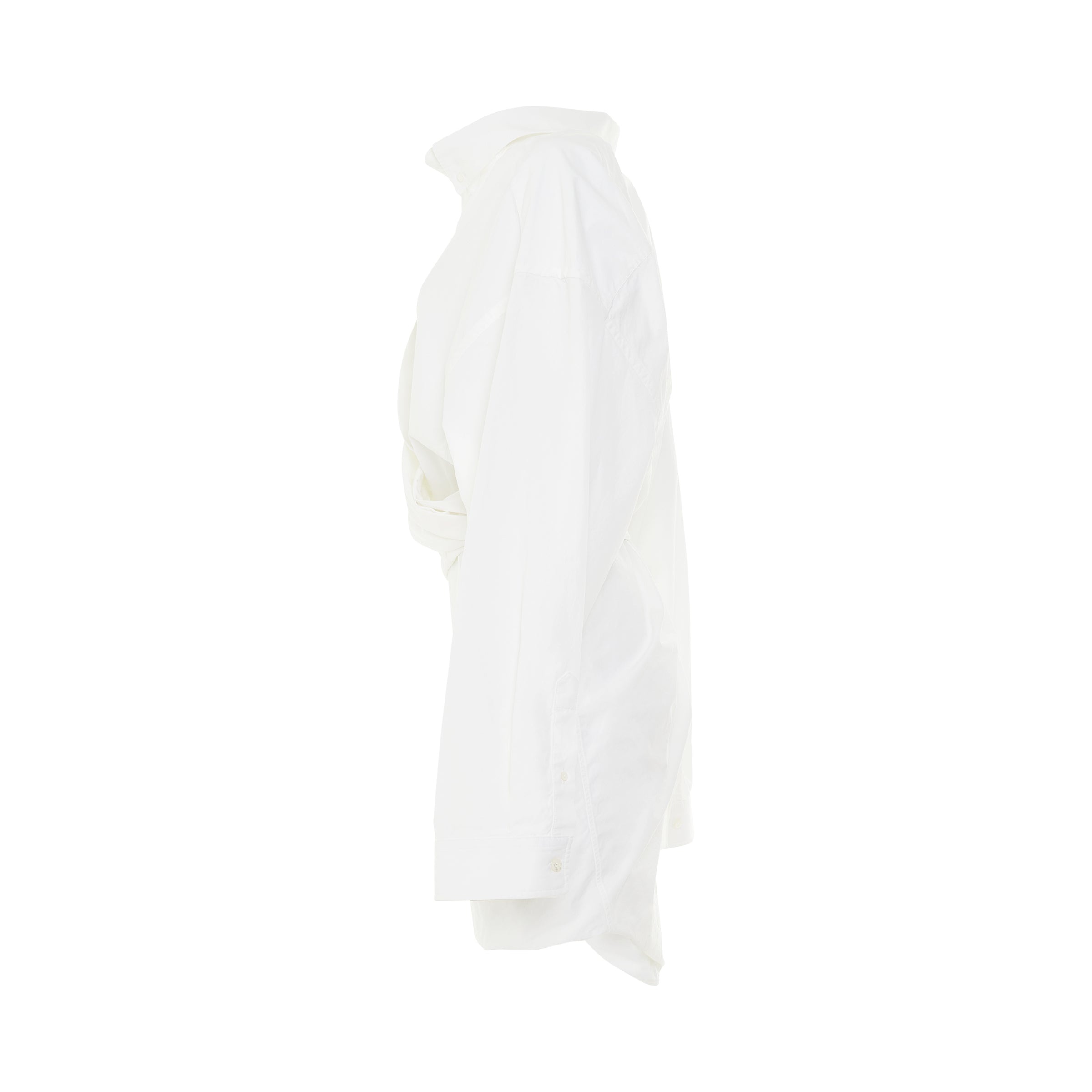 Poplin Wrap Dress in White - 3