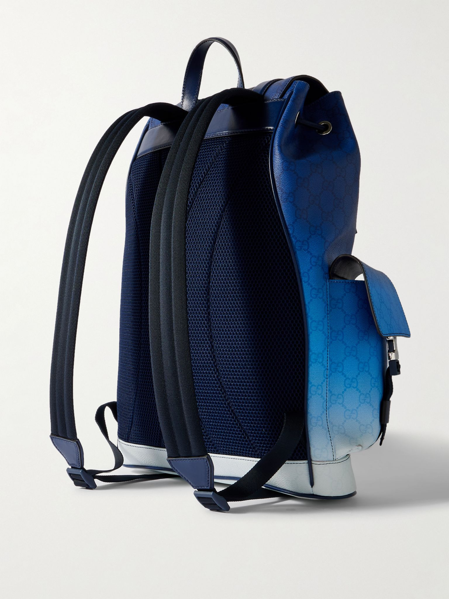Gucci Chroma Dégradé Monogrammed Webbing-Trimmed Coated-Canvas Backpack Blue - 3