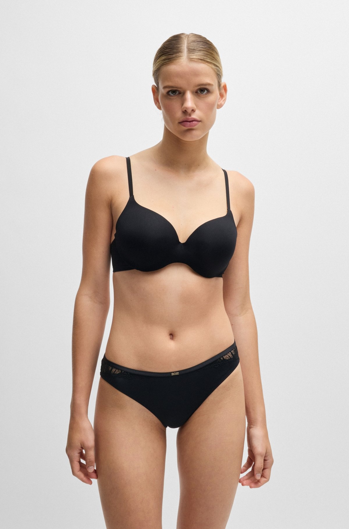 STRETCH-LACE BRIEFS WITH GOLD-TONE LOGO TRIM - 2