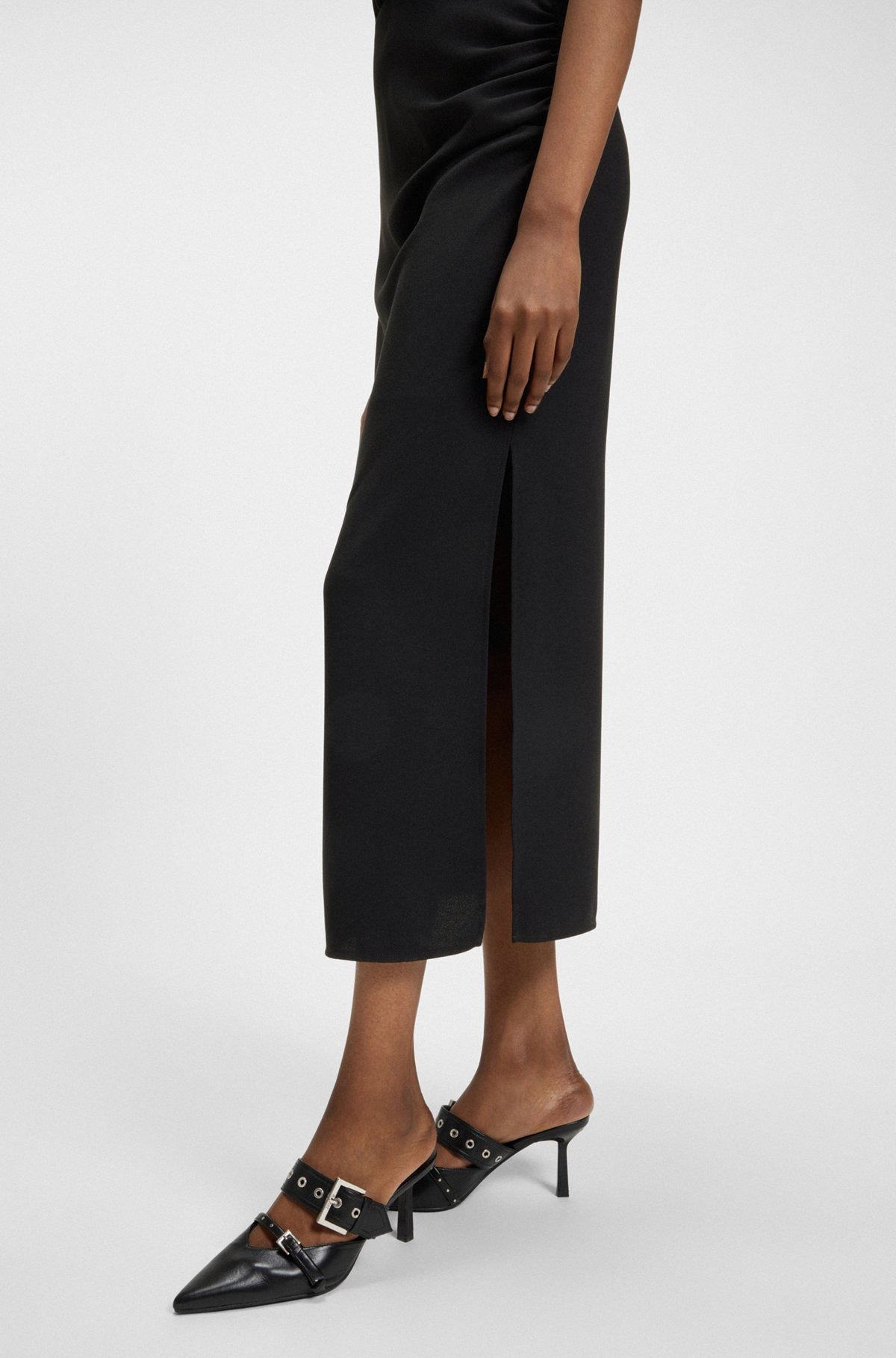 LONG-LENGTH DRESS IN CREPE WITH DRAPED MOCK NECKLINE - 6