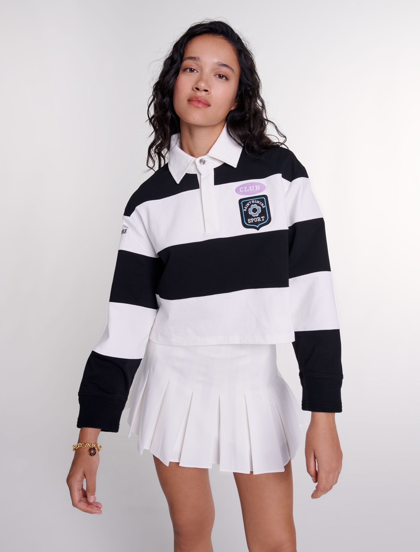 Striped and embroidered polo shirt - 5