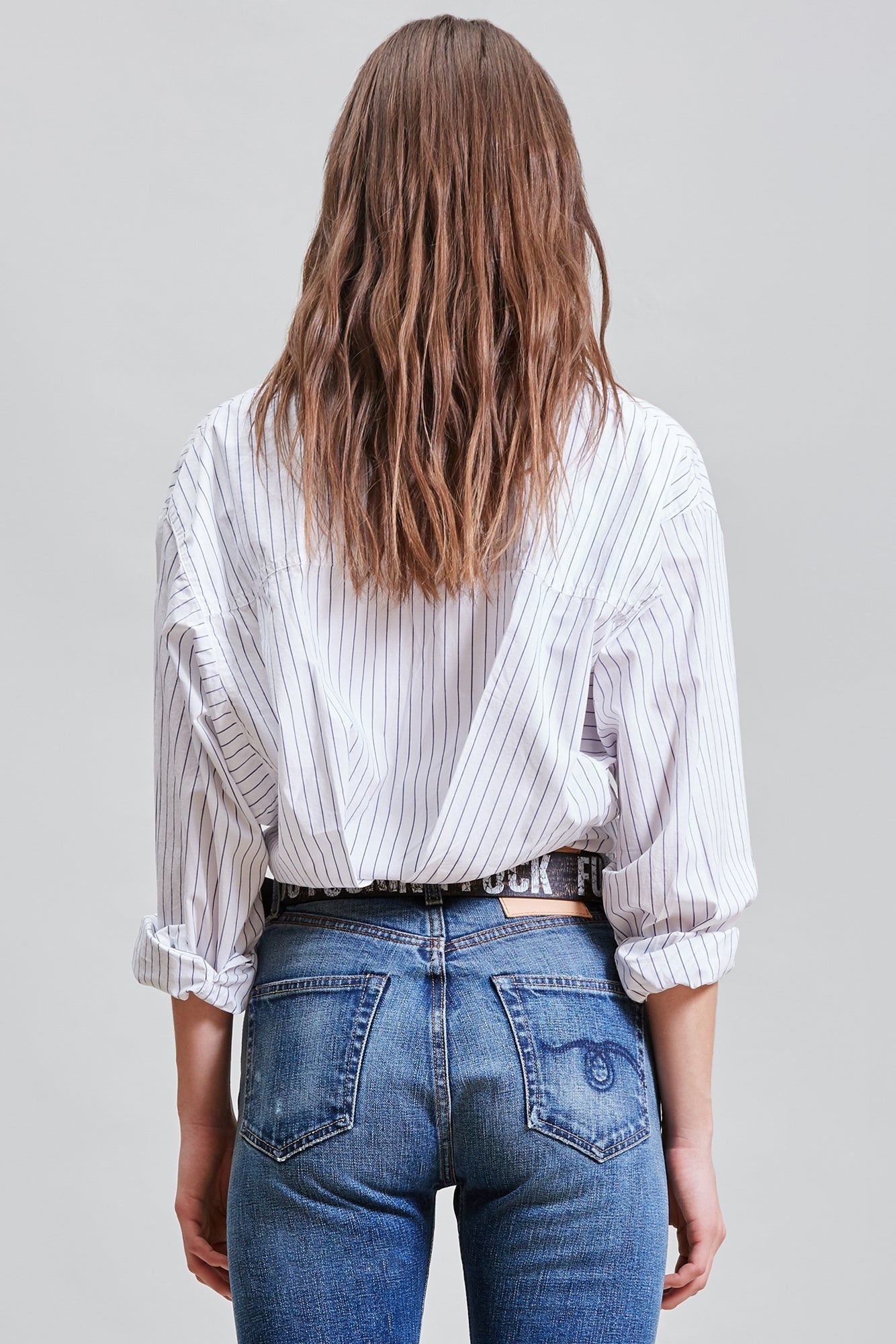 DOLMAN SLEEVE SHIRT - ROYAL BLUE WIDE PINSTRIPE | R13 - 6