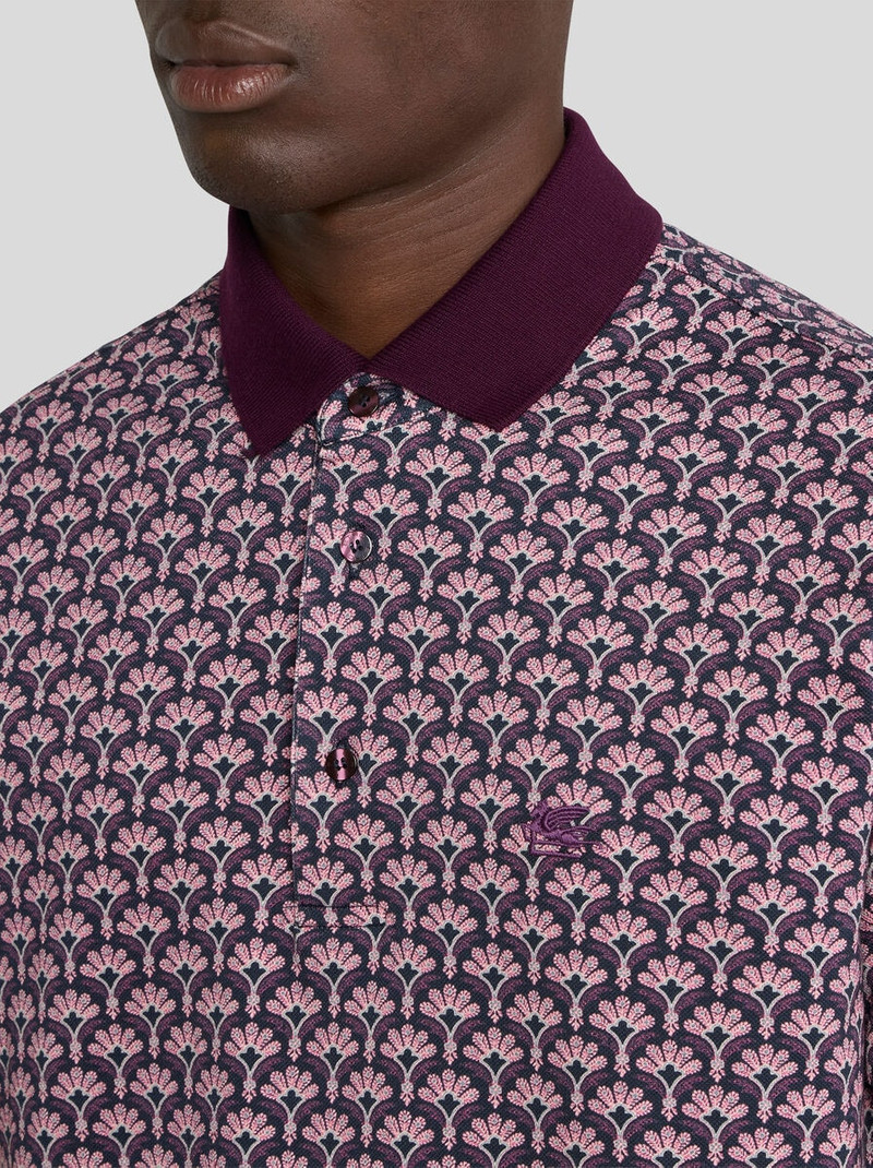 Etro COTTON POLO SHIRT WITH MICRO PALM MOTIF outlook