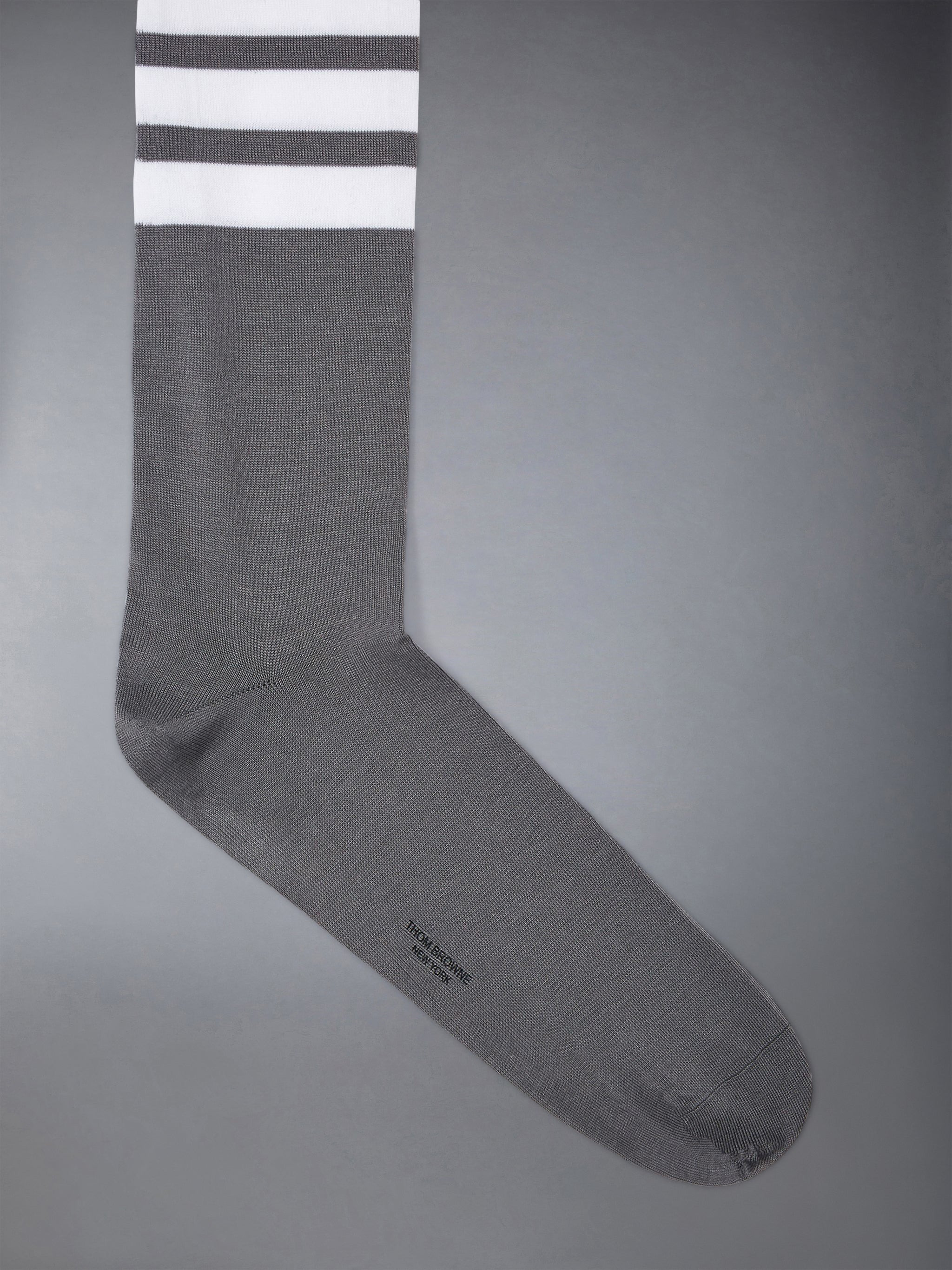 Over the Calf Socks with White 4-Bar Stripe in Lightweight Cotton - 2
