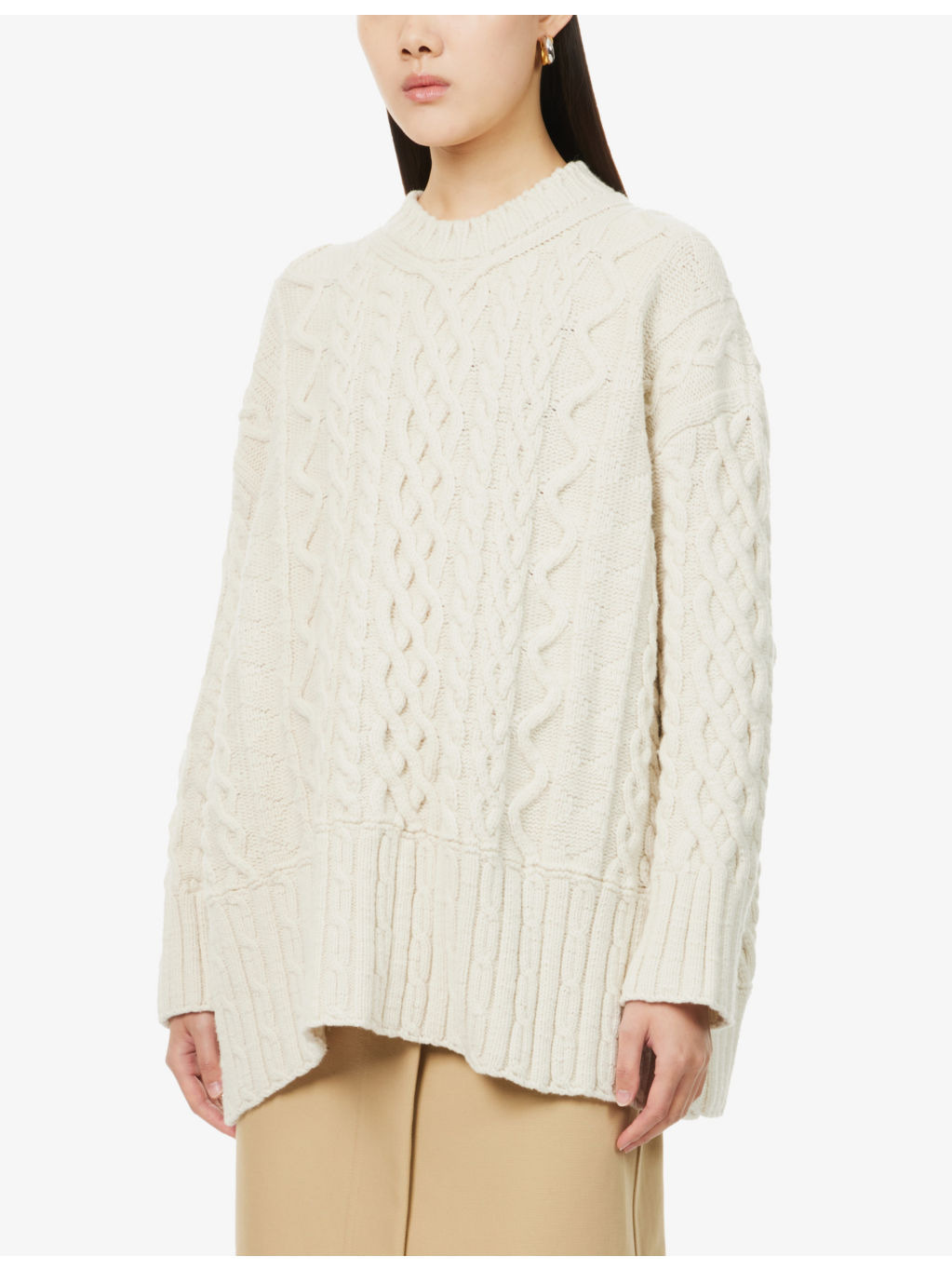 Aran cable-knit wool-blend jumper - 3