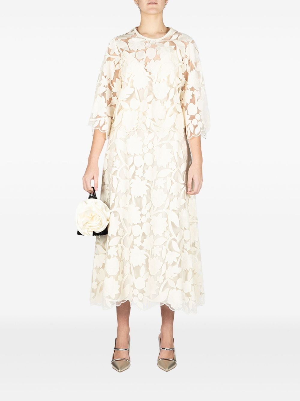 tulle embroidered midi skirt - 2