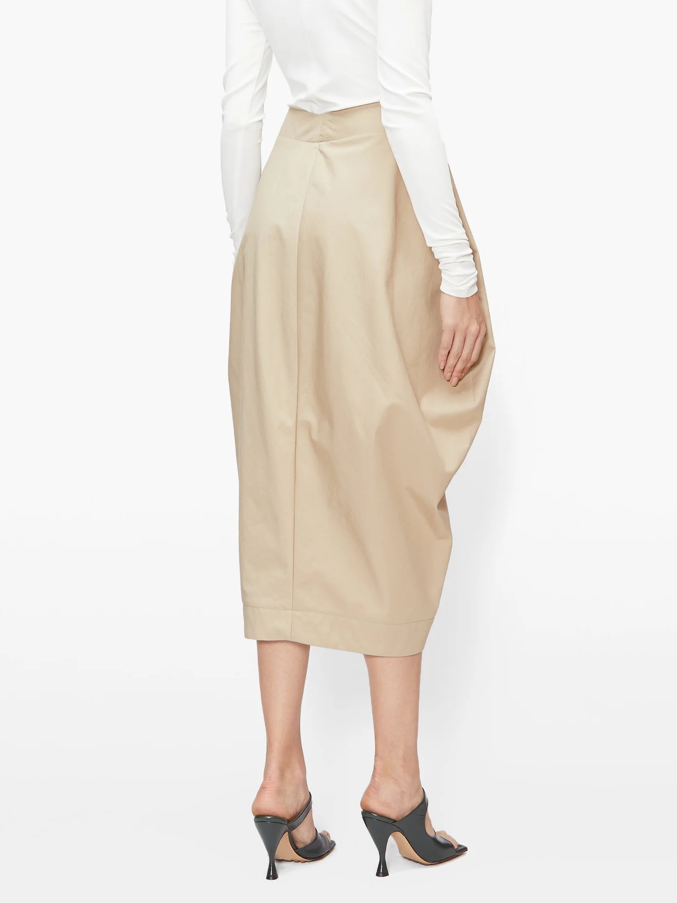 Tulip wrap-front cotton-blend poplin skirt - 5