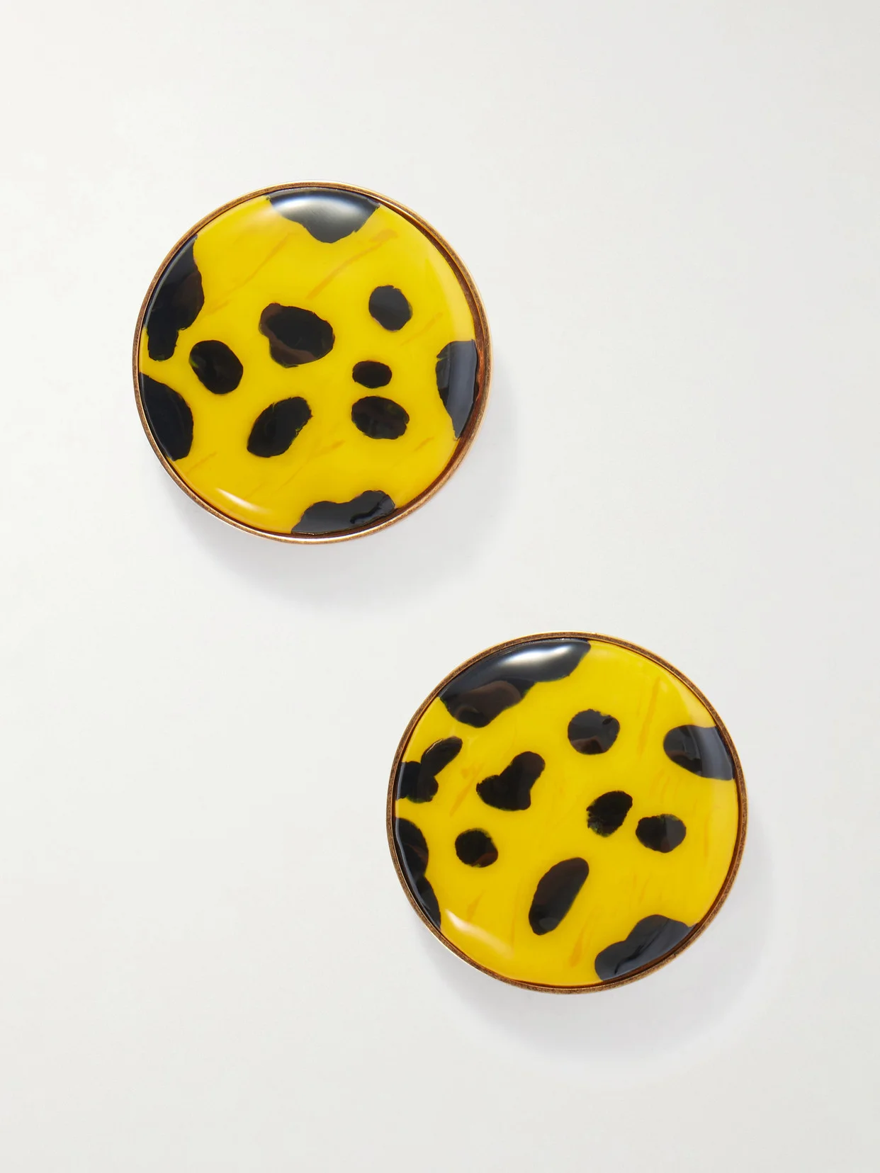 Gold-tone Enamel And Brass Earrings - 1