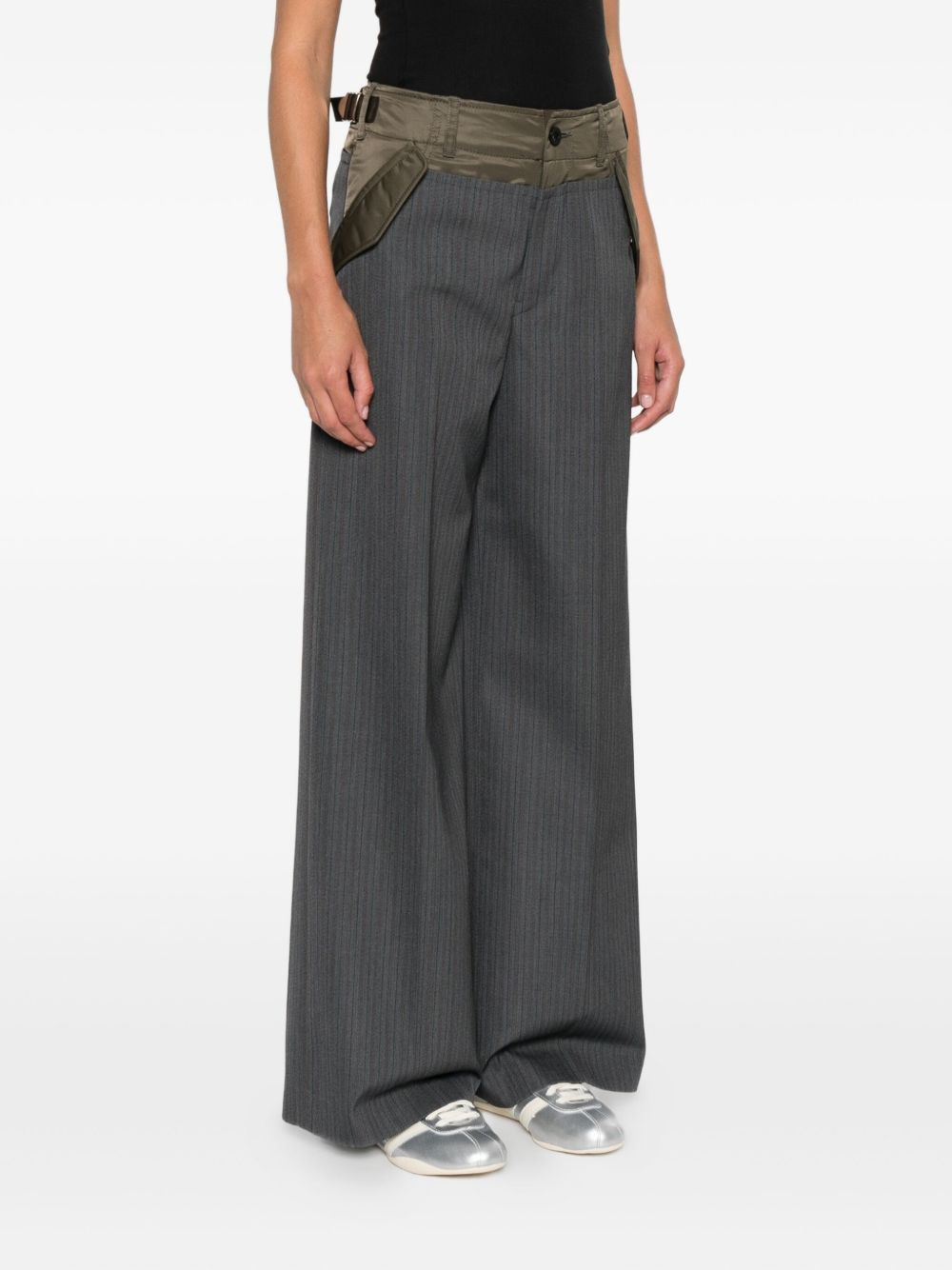 pinstripe panelled trousers - 3
