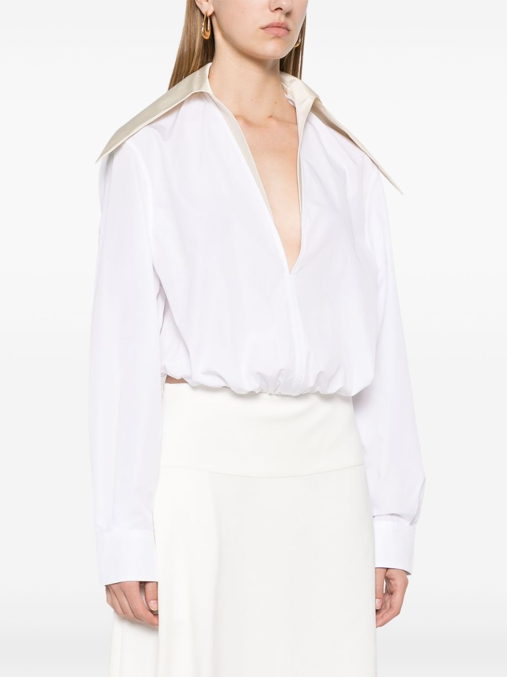 spiky satin collar bodysuit - 3