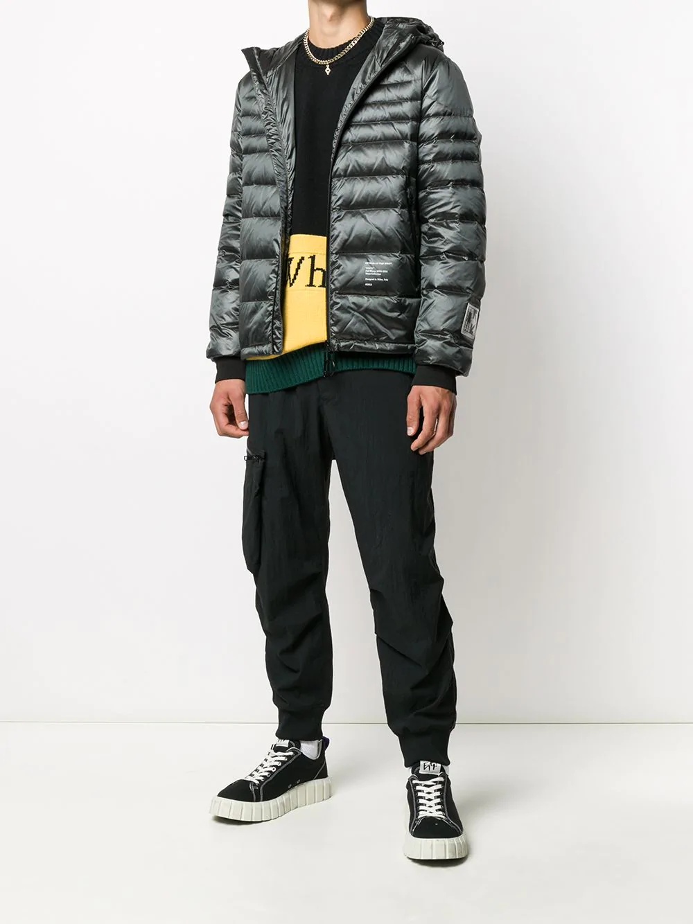 logo-print packable puffer jacket - 2