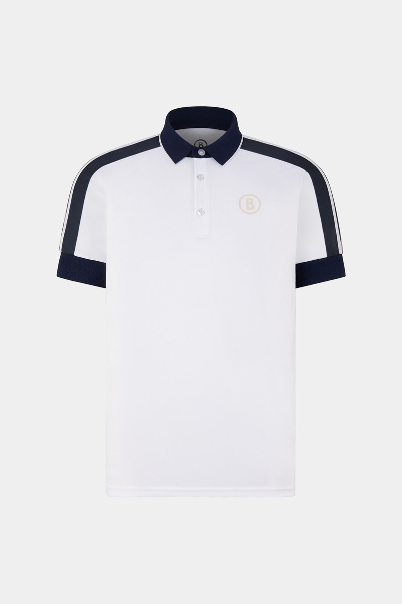 Claudius Functional polo shirt in White/Navy blue 1
