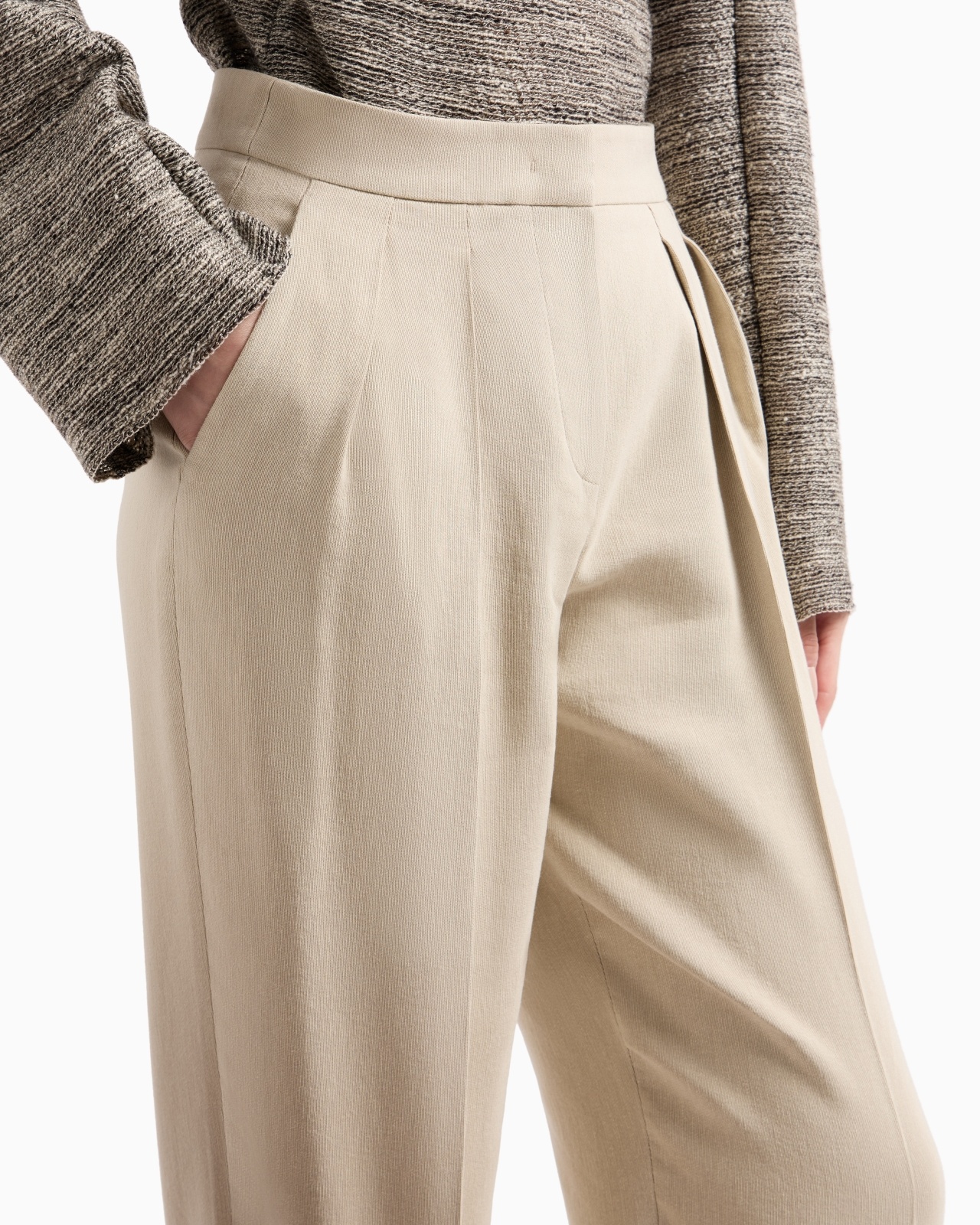 DOUBLE-PLEAT TROUSERS IN CANNETÉ COTTON AND VISCOSE - 5