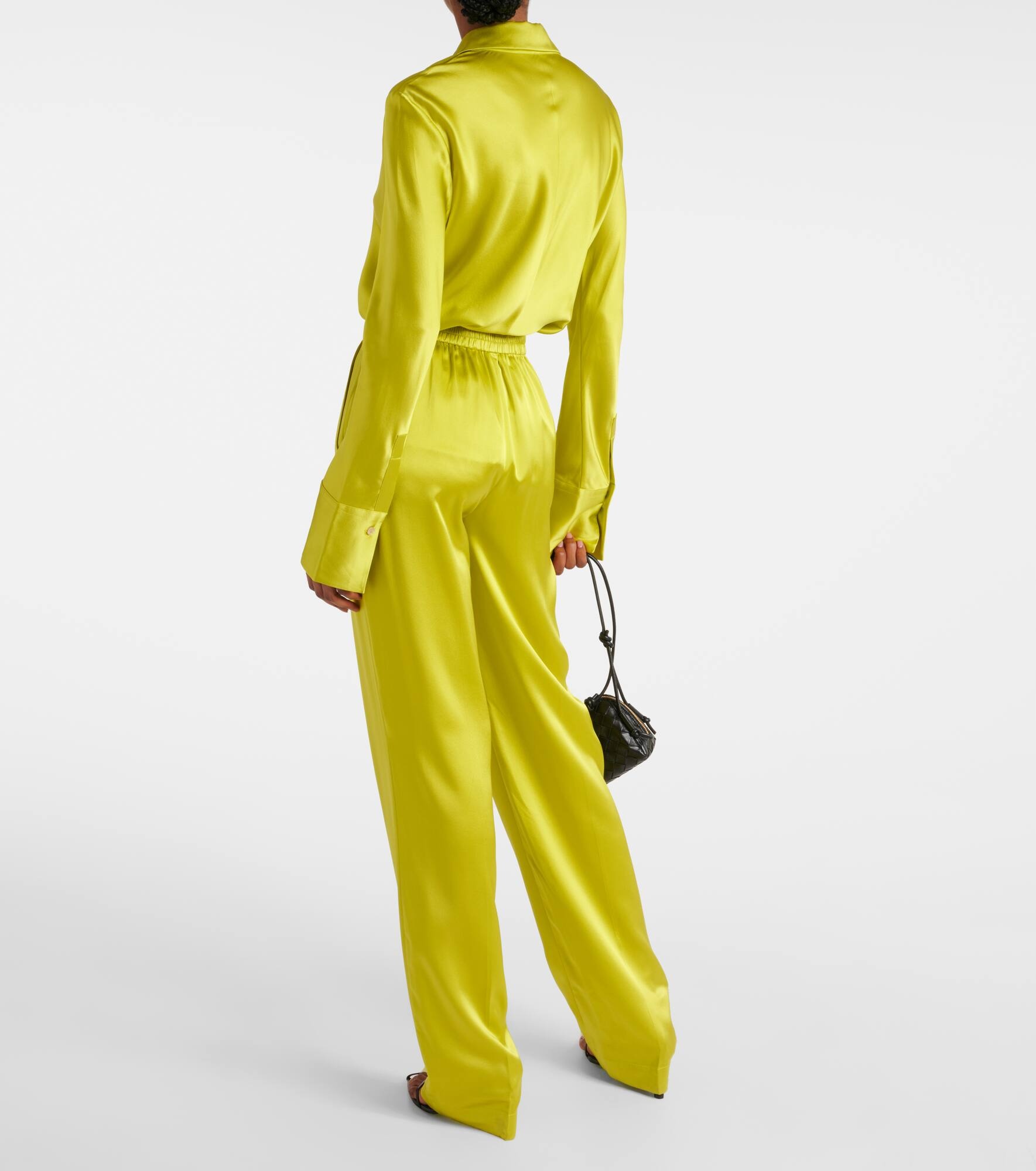 Tova silk satin straight pants - 3