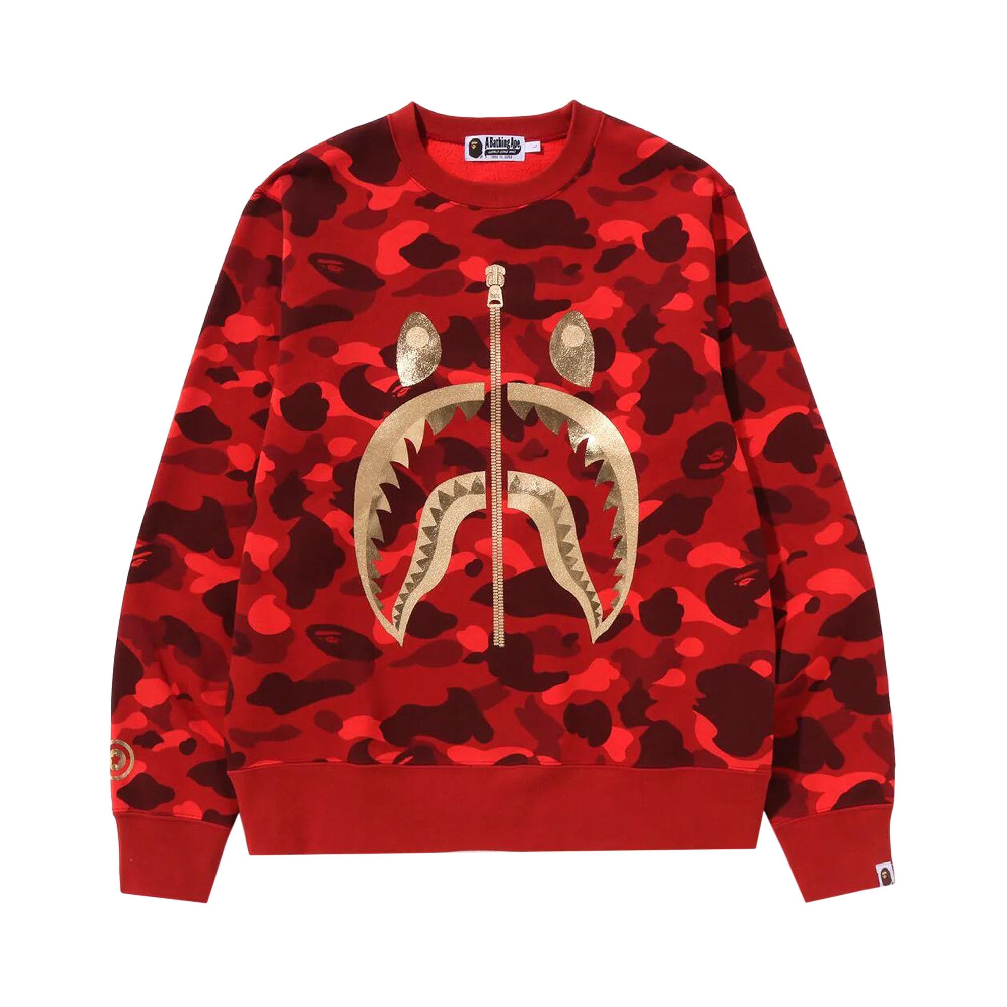 BAPE Color Camo Shark Crewneck 'Red' - 1