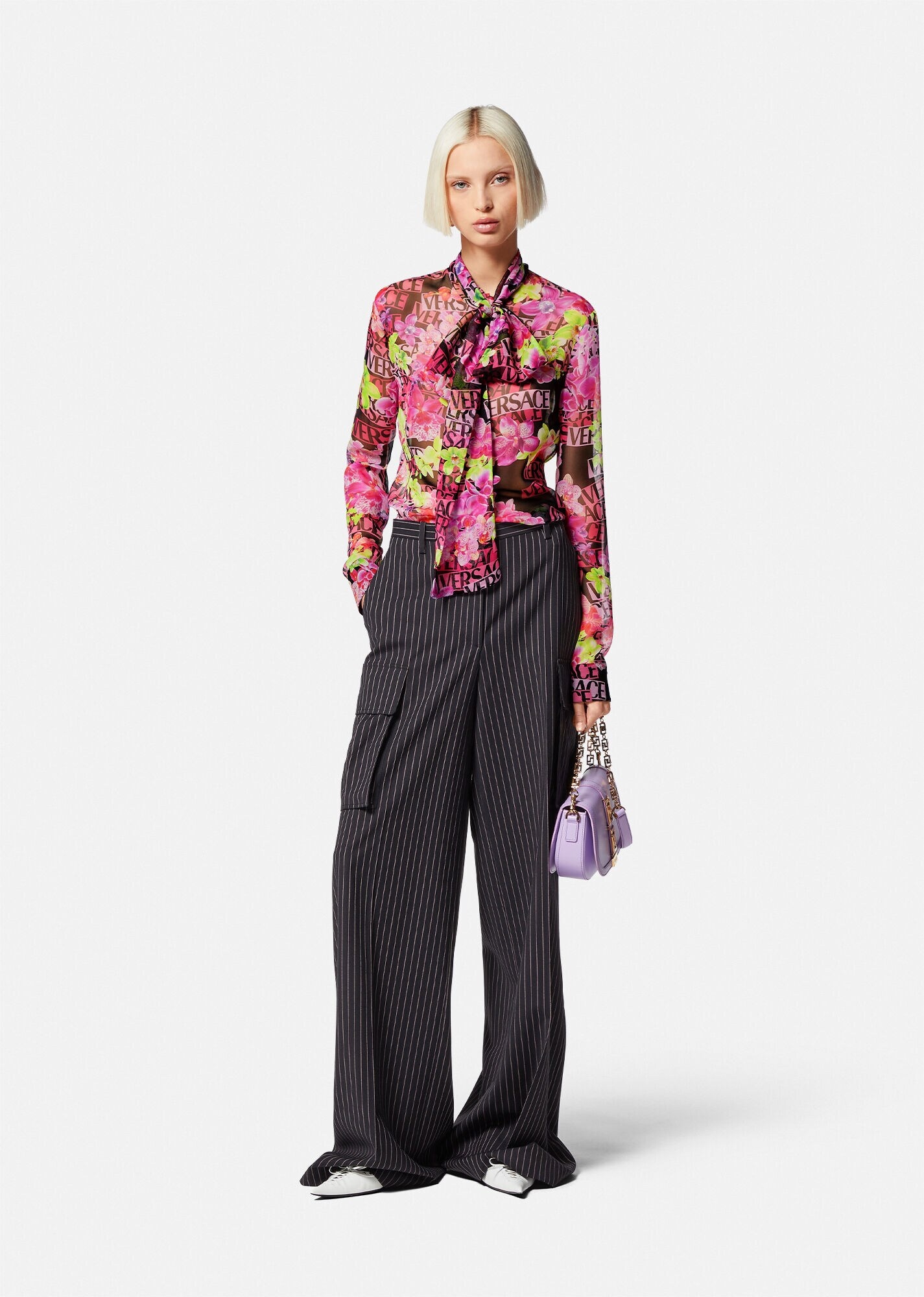 Logo Orchid Silk Shirt - 2