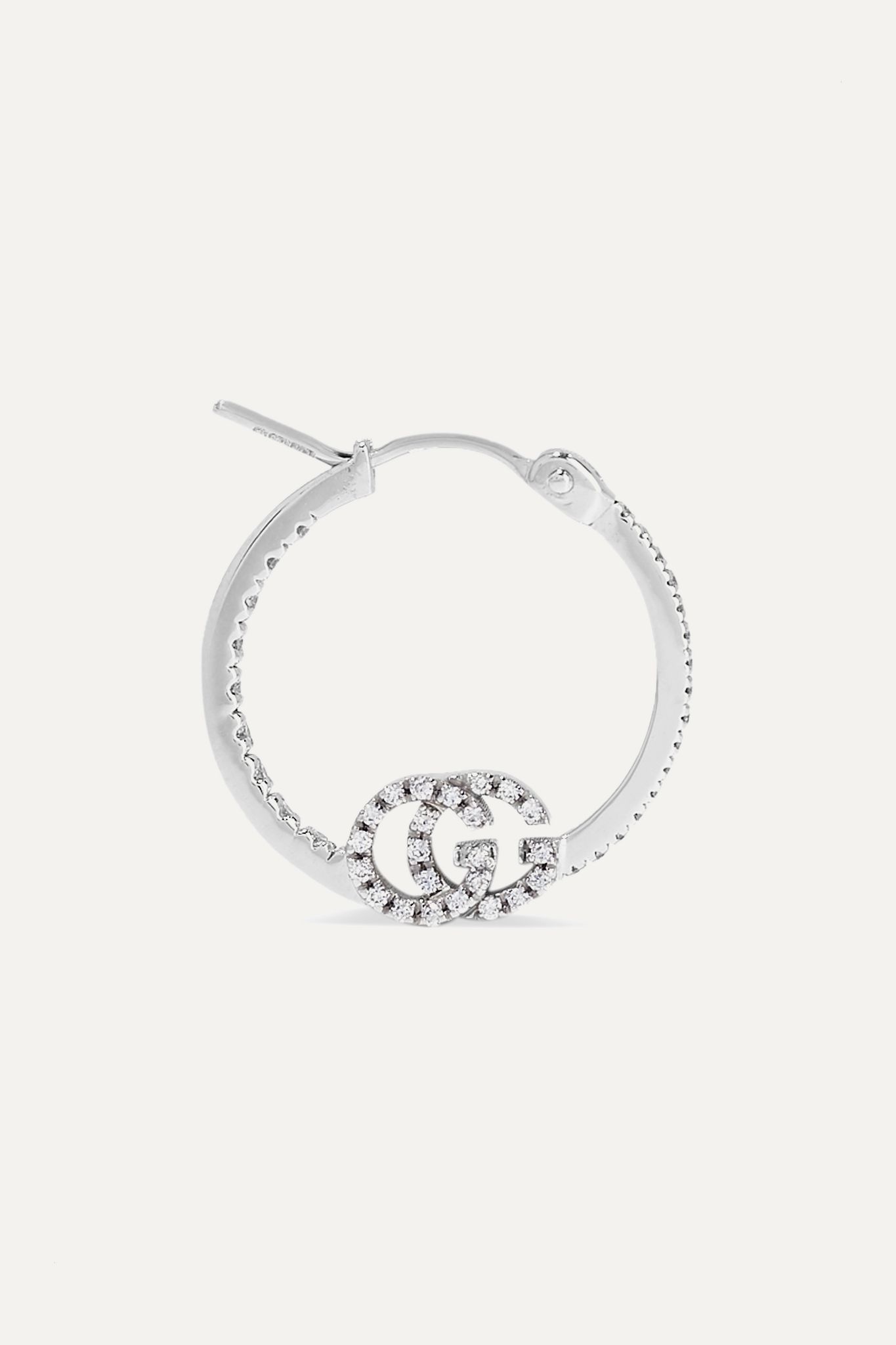 GG Running 18-karat white gold diamond hoop earrings - 2