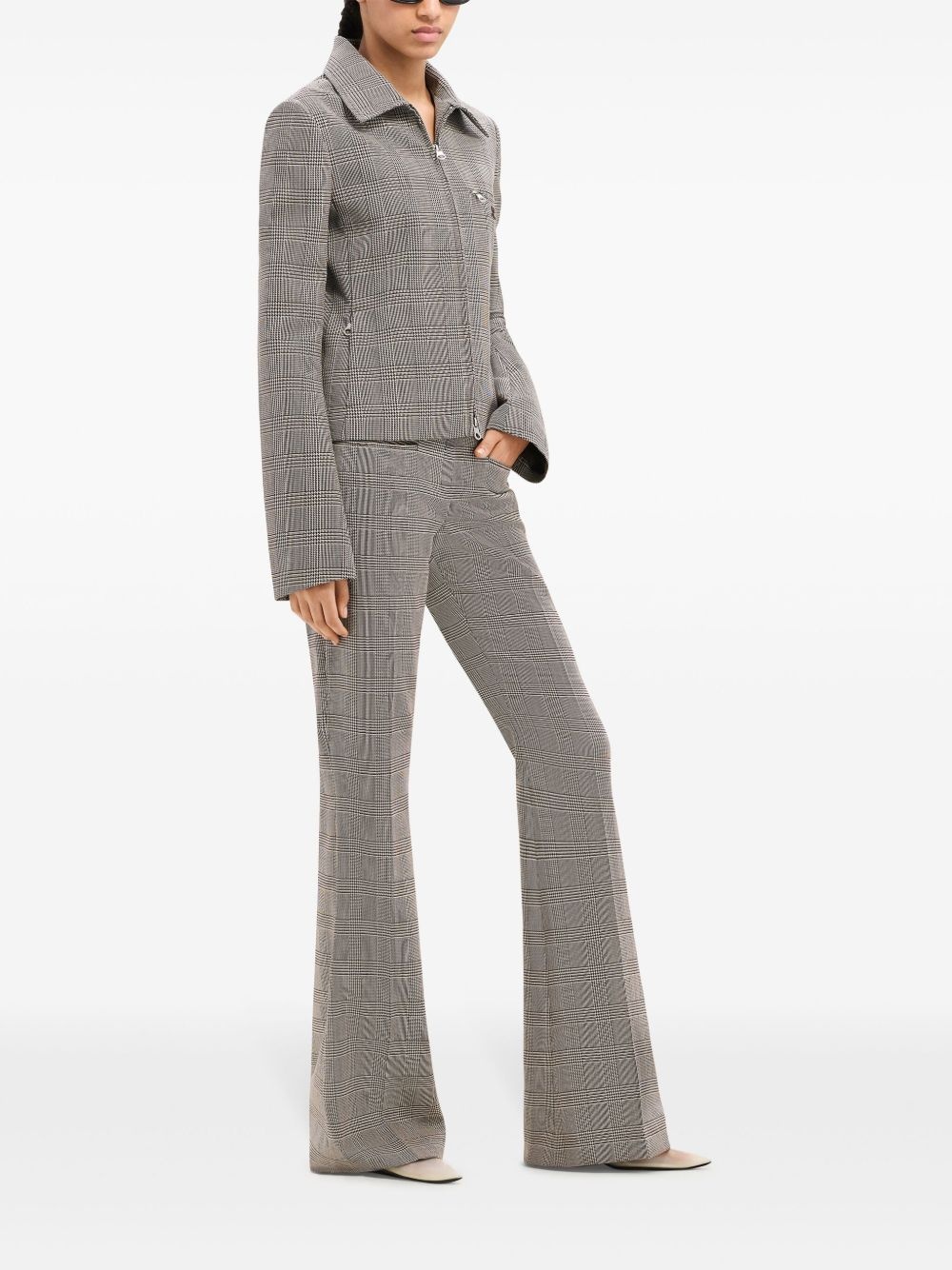 flare mid-rise Prince of Wales pants - 3