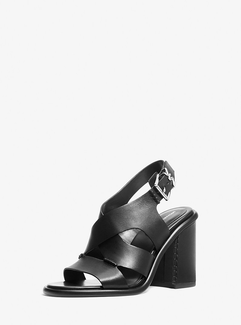 MICHAEL KORS Raven Leather Block Heel Sandal outlook