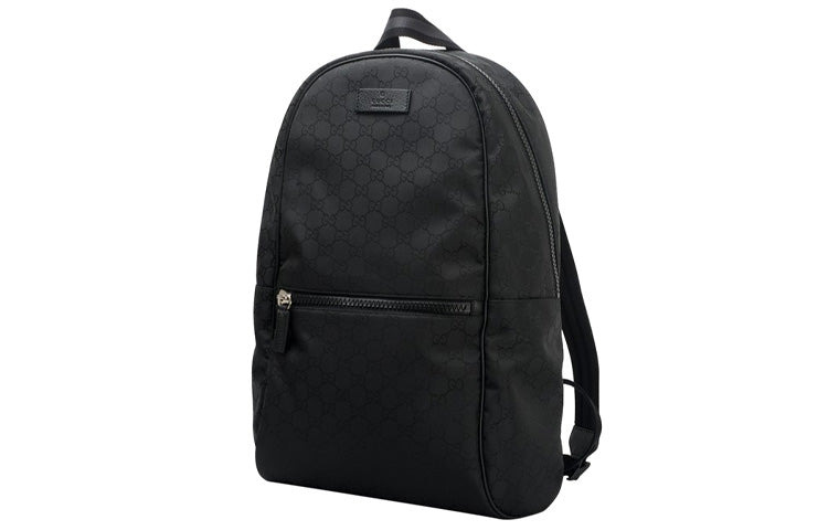 Men's GUCCI Logo Leather Logo Nylon Large Capacity schoolbag Backpack Black 449181-G1XYN-8615 - 2