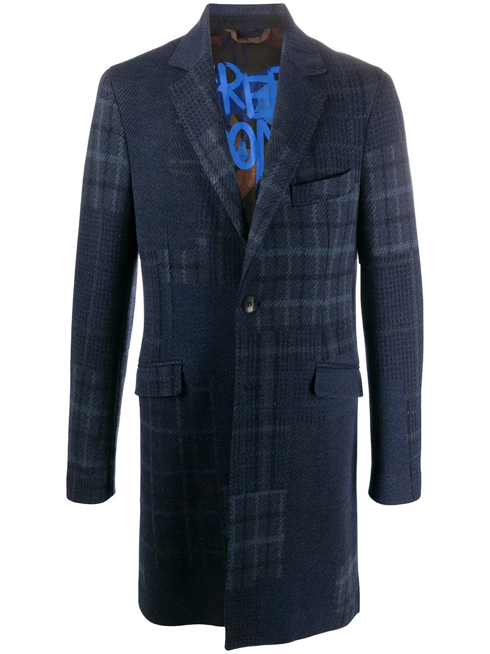 plaid single-breasted coat - 1