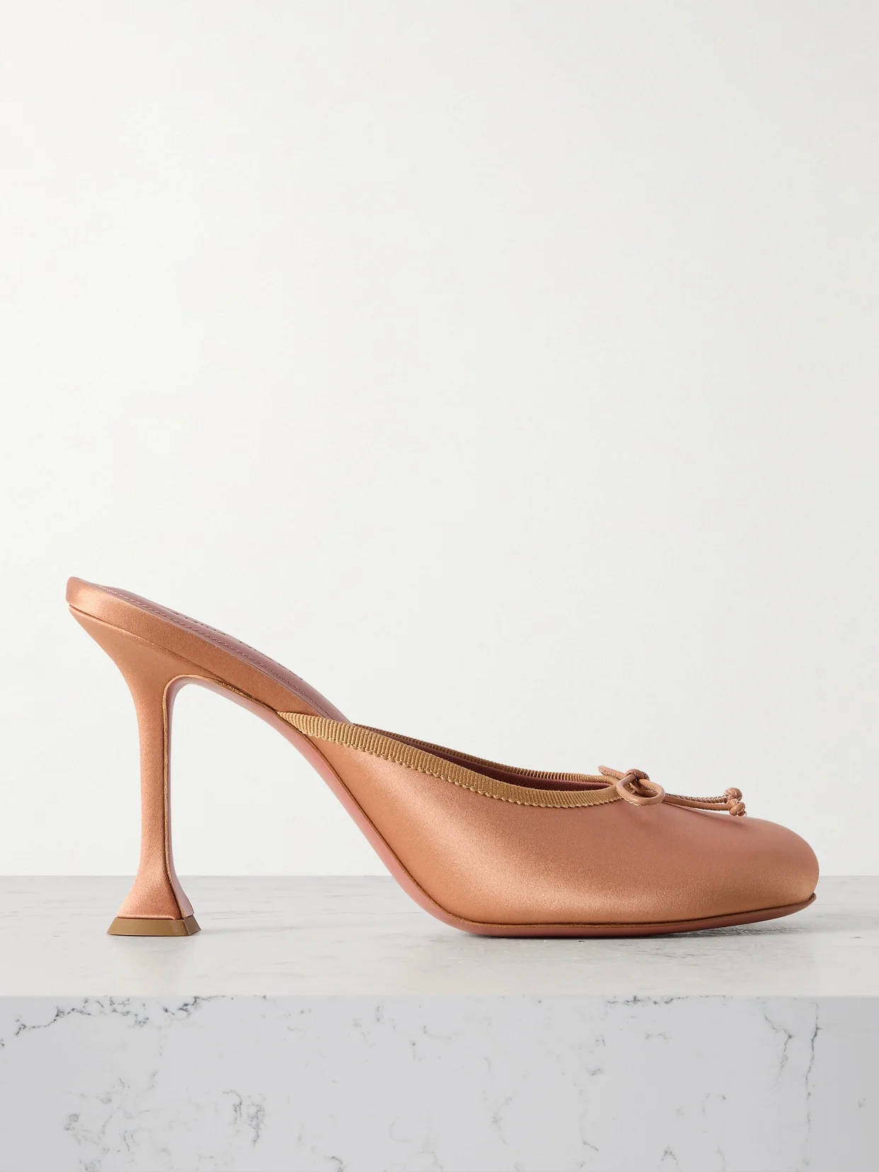 Lila Grosgrain-trimmed Satin Mules - 1
