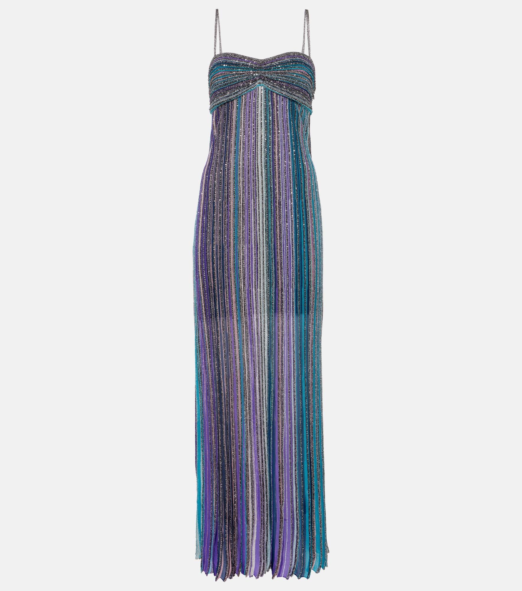 Striped lamé maxi dress - 1