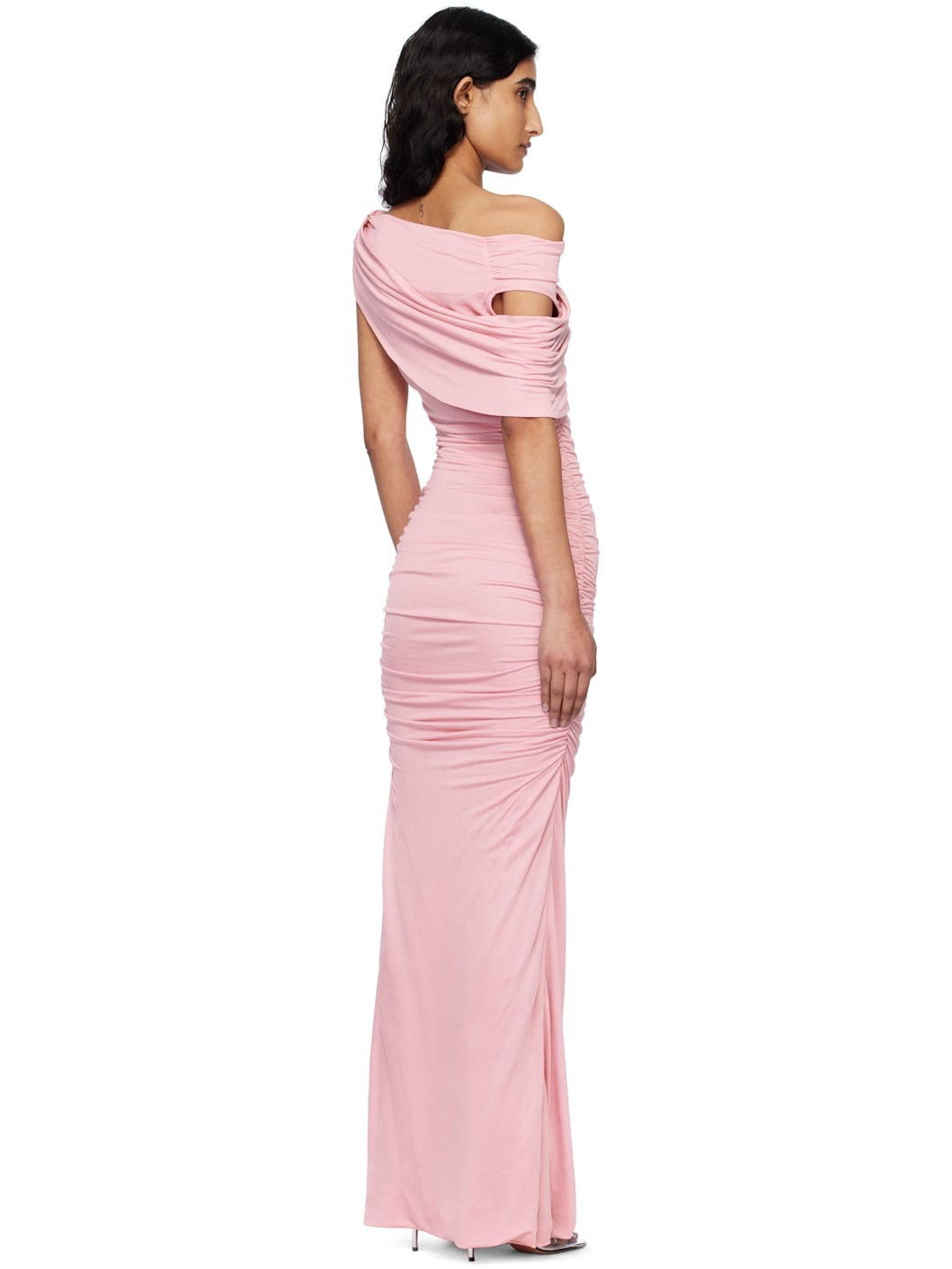 Pink One-Shoulder Maxi Dress - 3