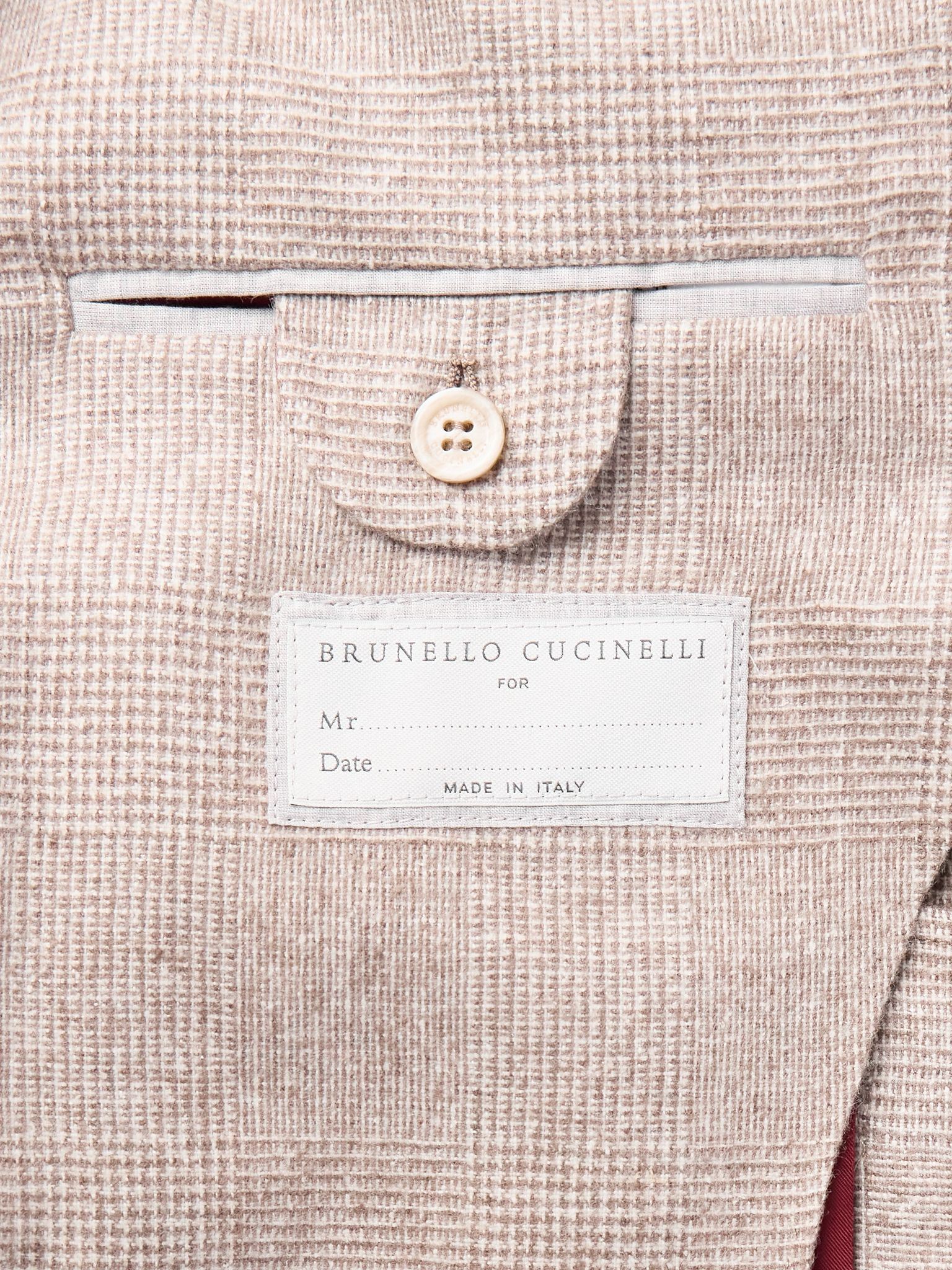 Prince of Wales Checked Silk, Wool and Cashmere-Blend Suit Jacket Beige - 5