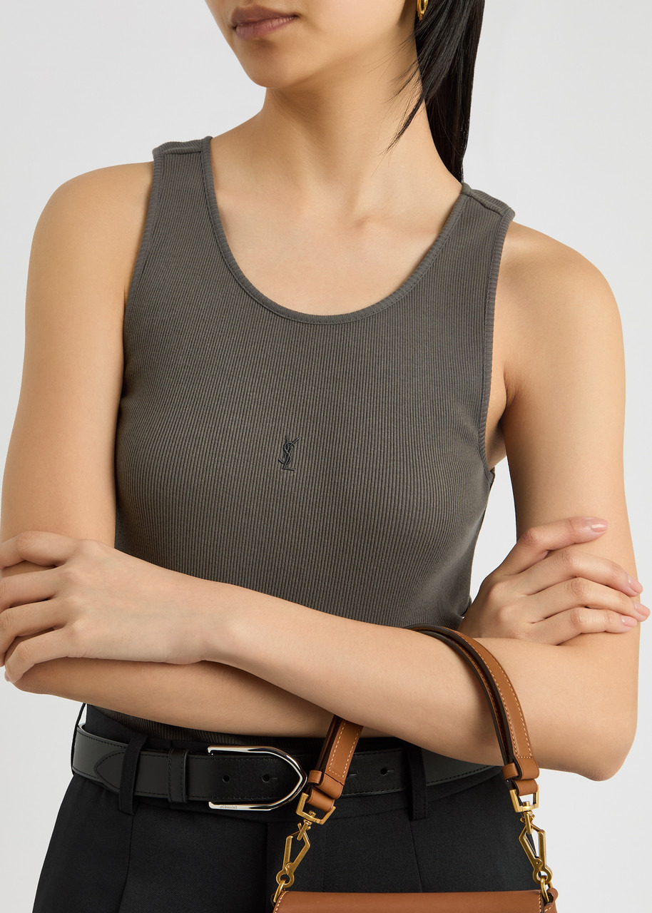 Saint Laurent Logo-embroidered Ribbed Cotton Tank - 5