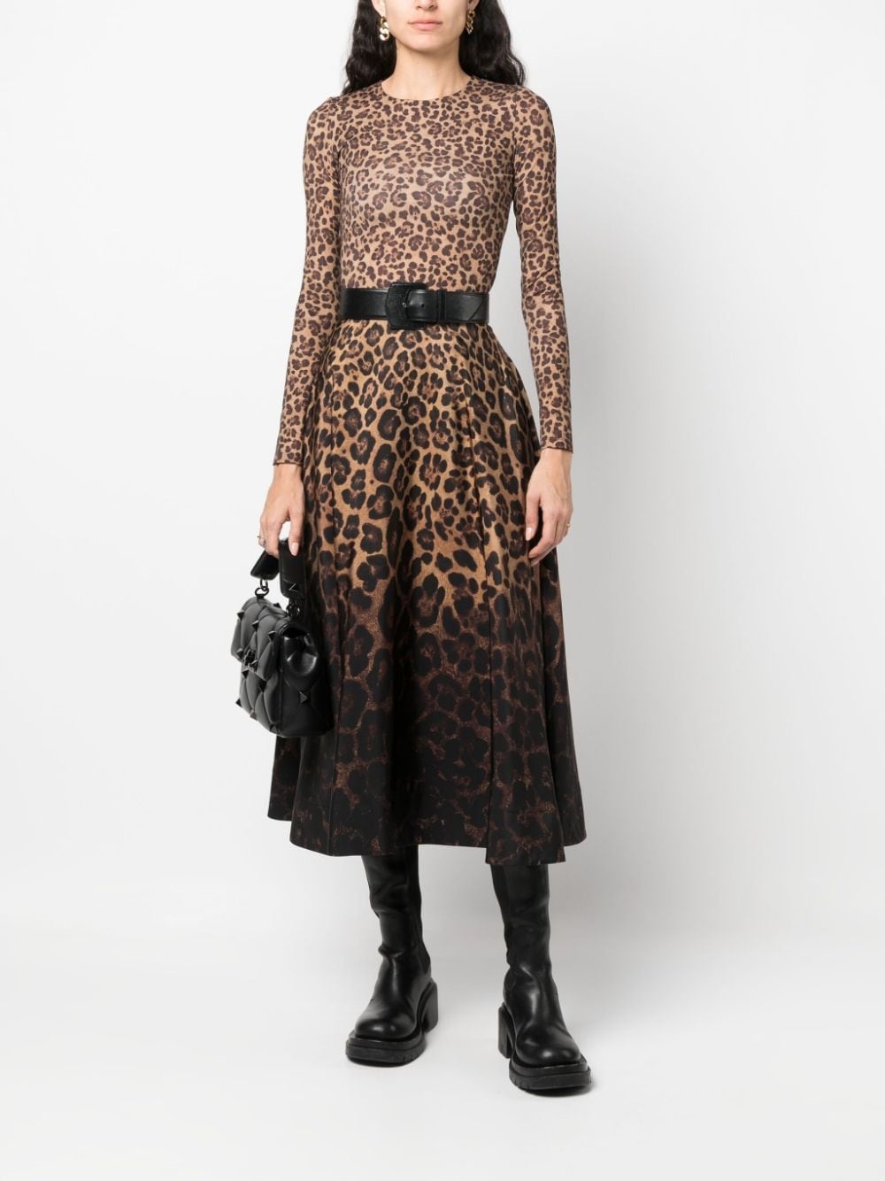 gradient leopard-print midi skirt - 2