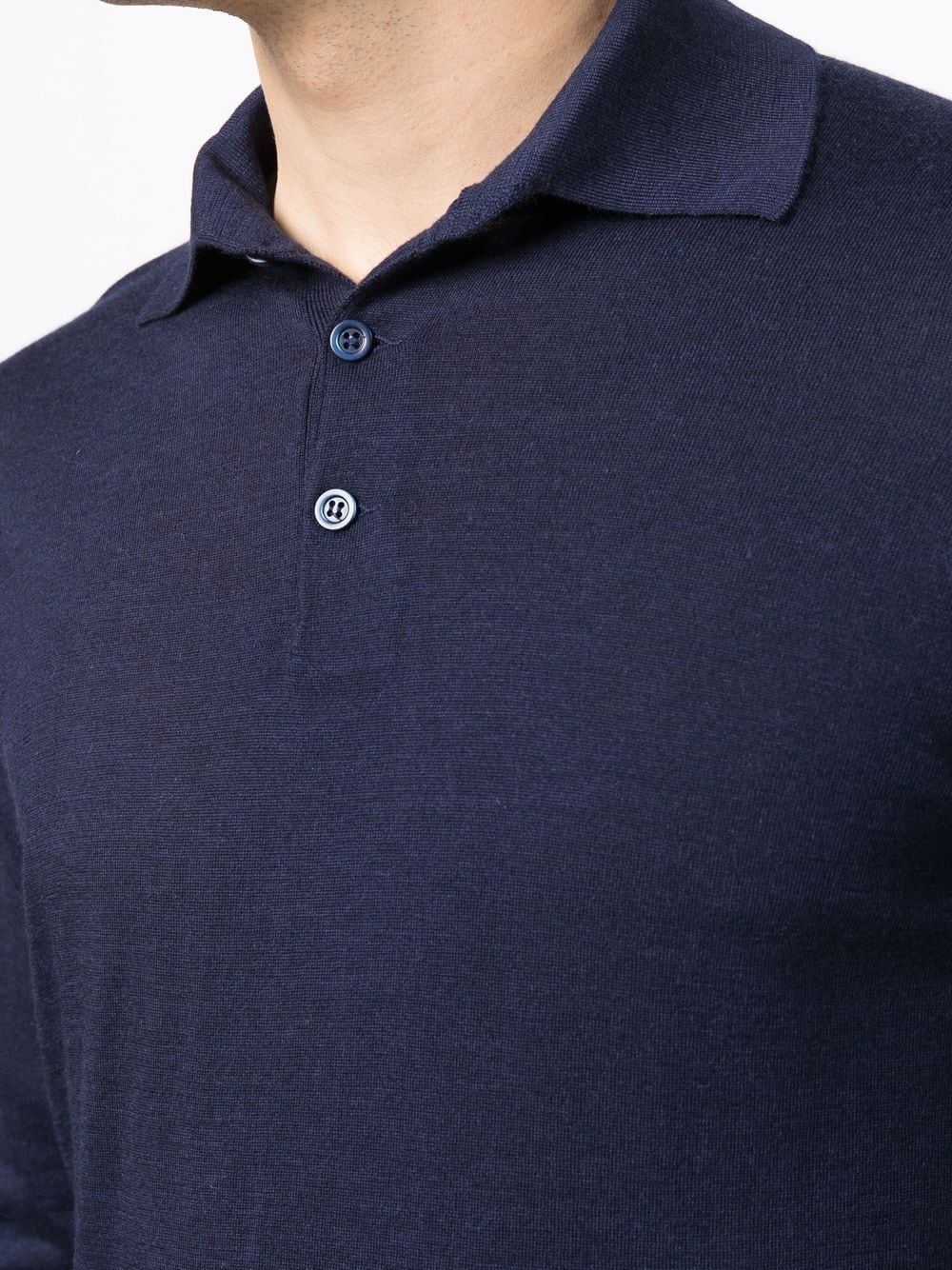 fine-knit longsleeved polo top - 5