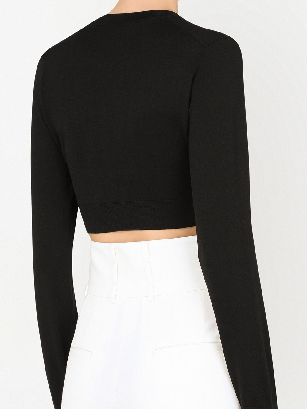 silk knit cropped jumper - 5