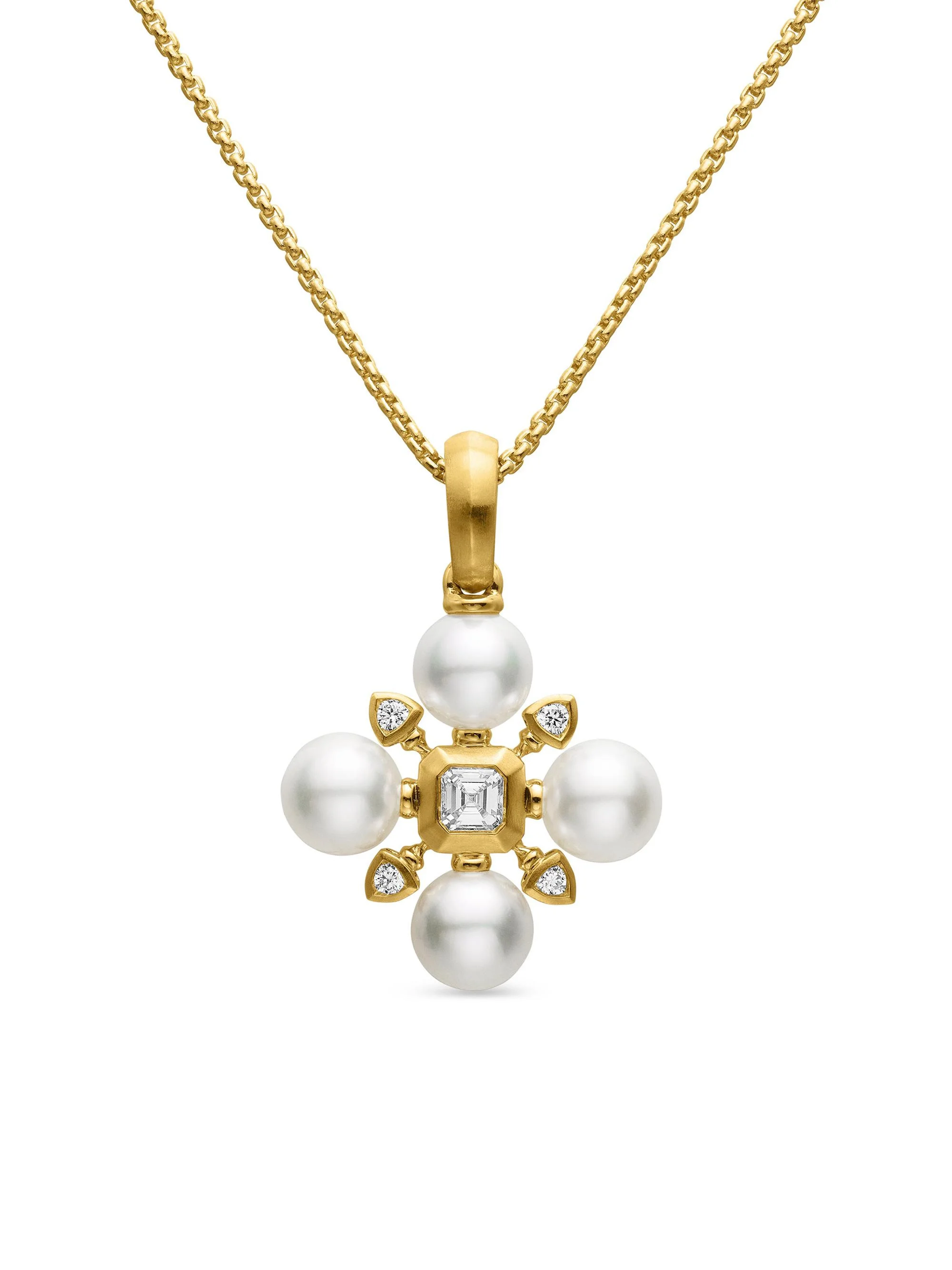 Women's Renaissance Pearl Necklace in 18K Yellow Gold - Akoya Wht Pearl - 1