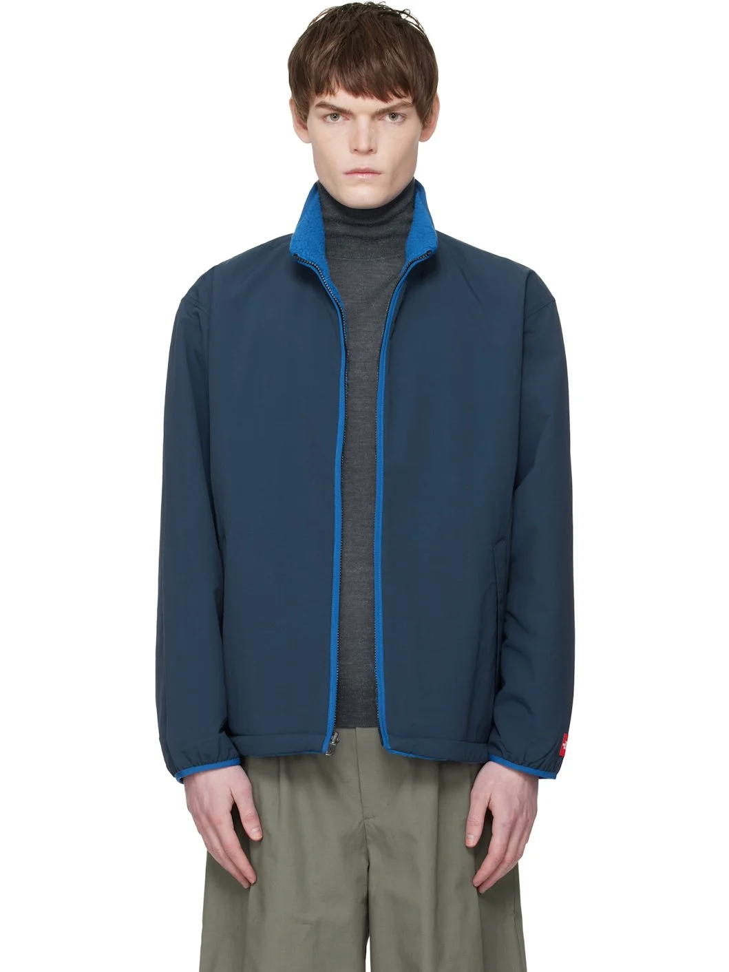 Navy TNF Red Box Fleece Reversible Jacket - 1
