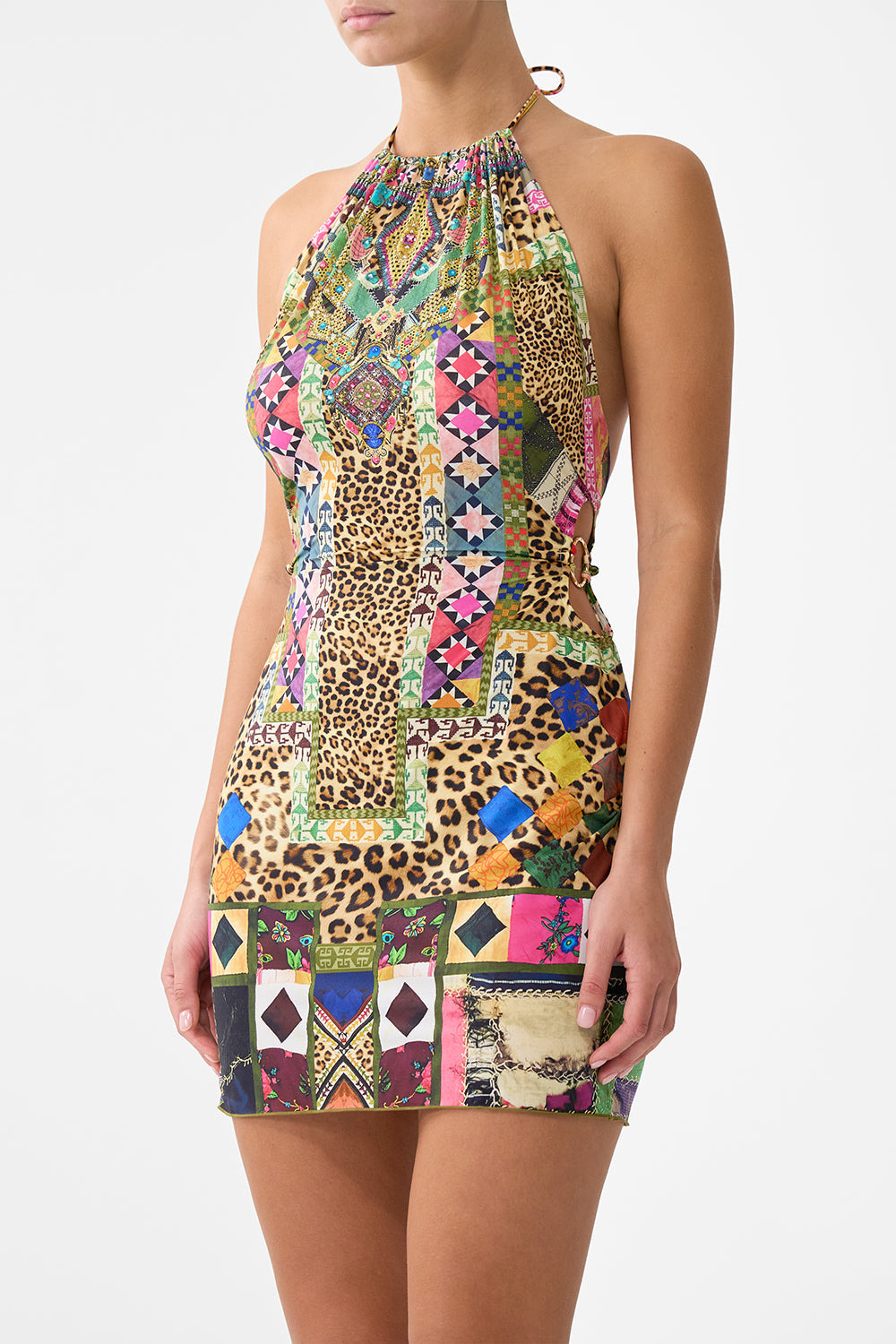 HALTER BEACH MINI DRESS W CUT OUT WAIST TRIM - 5