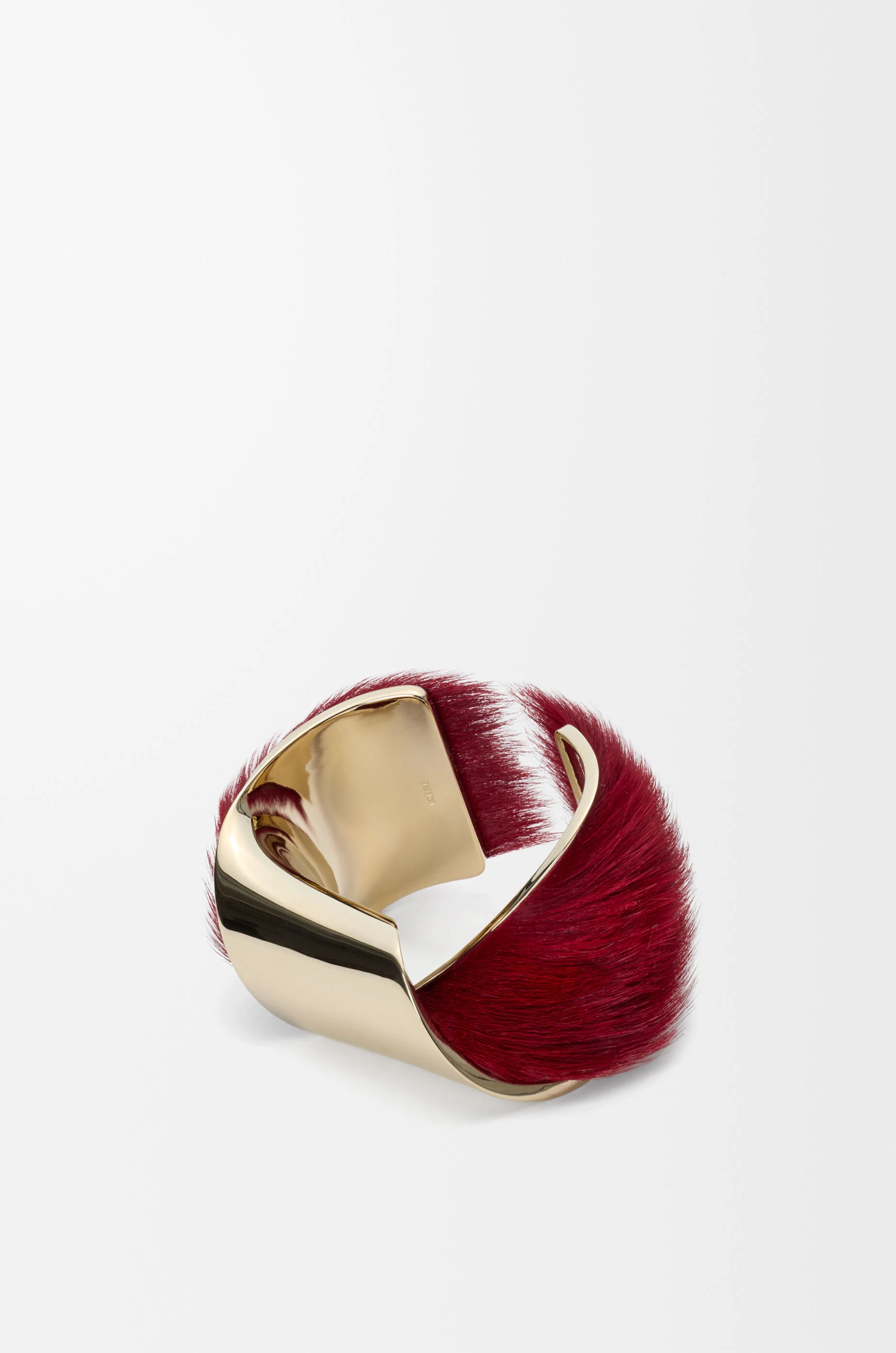 Wide twisted cuff in hairy calfskin - 1